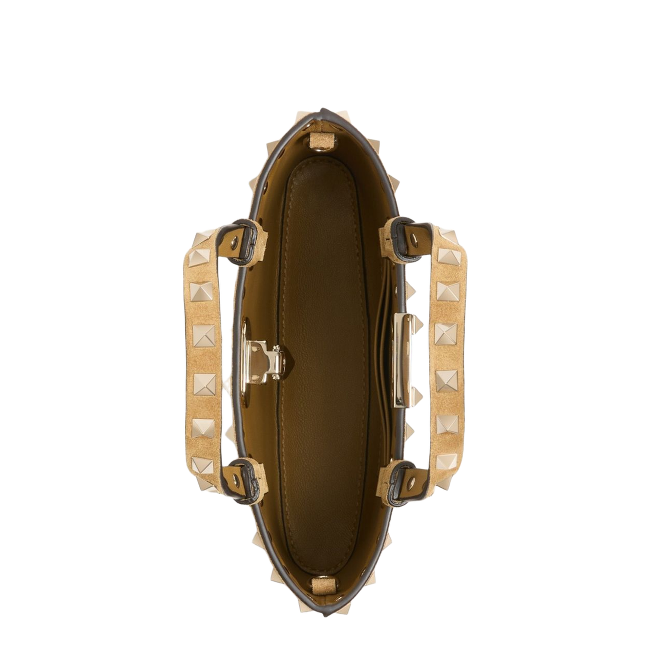 Rockstud Mini Suede Leather Shopping Bag - Warm Brown - Image 4