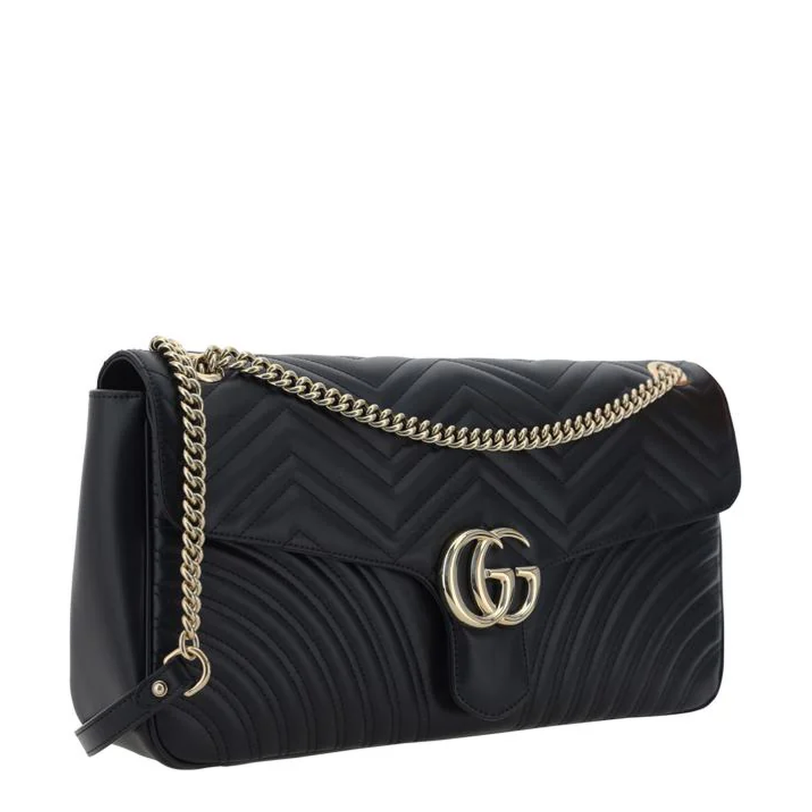 GG Marmont Large Leather Shoulder Bag - Black - Image 2