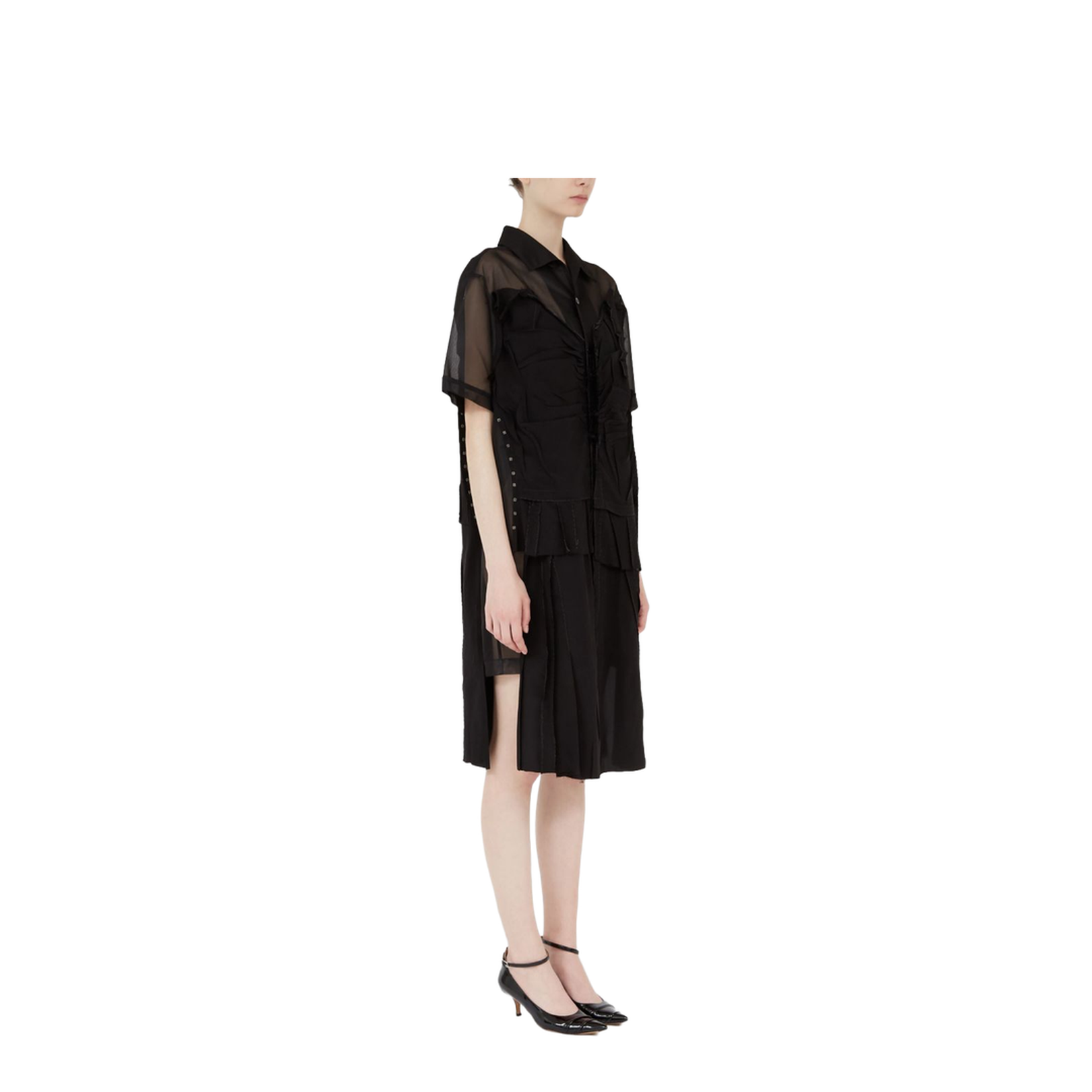 Black Mesh Design Dress - Image 6