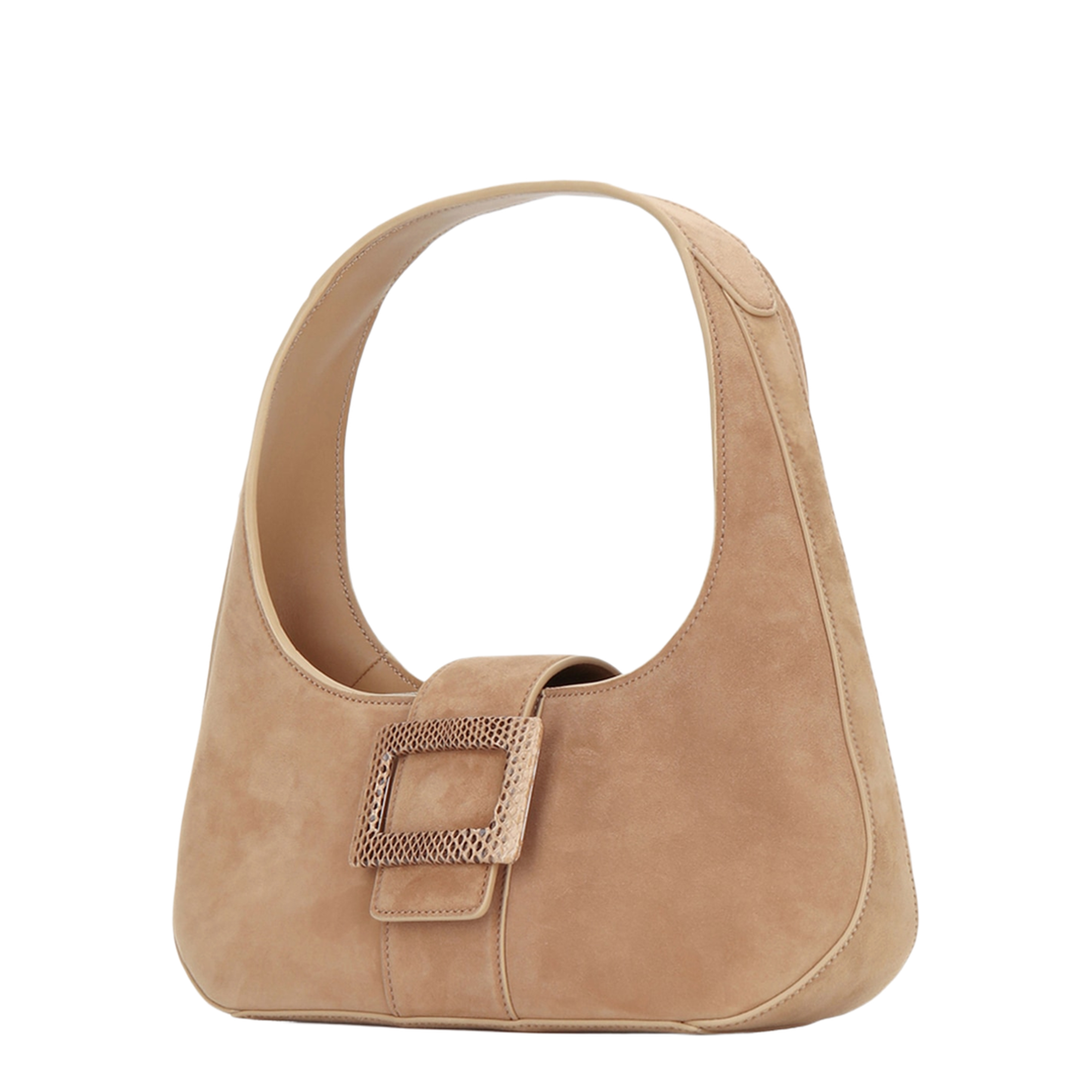 Belle Vivier Mini Suede Leather Hobo Covered - Tabacco/Cappuccino/Biscotto - Image 2