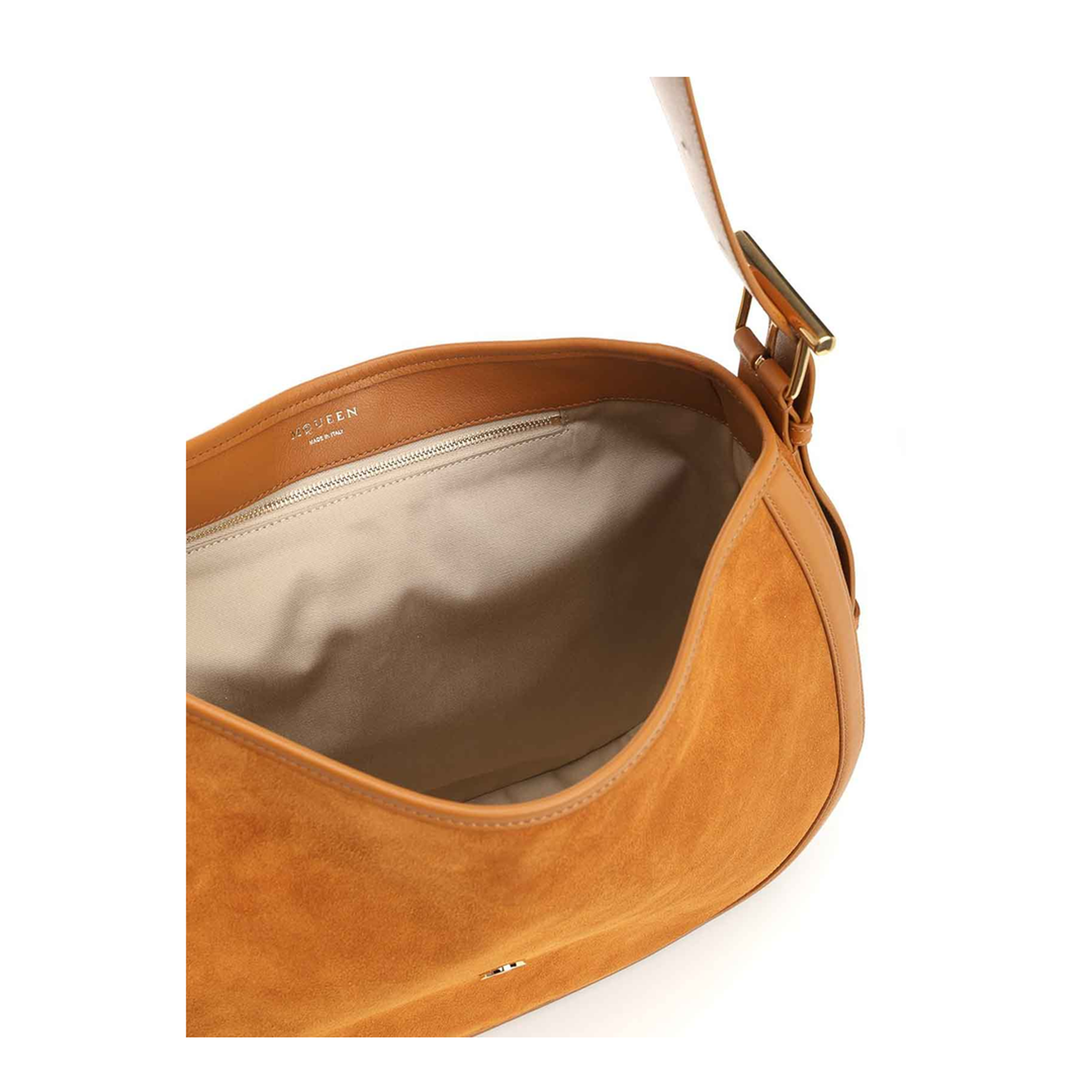 Adjustable Leather Shoulder Bag with Vintage Gold Metal T-Bar Closure - Image 4