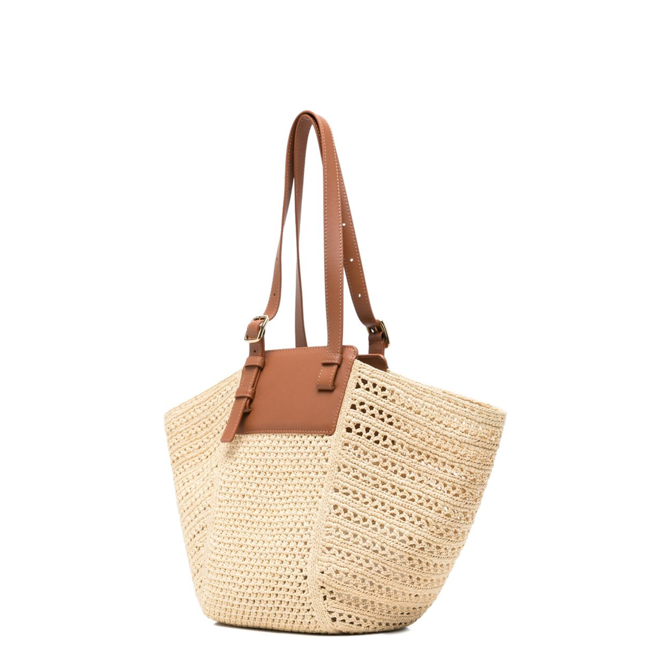 Hammock Medium Raffia/Calfskin Cabas - Natural/Tan - Image 3