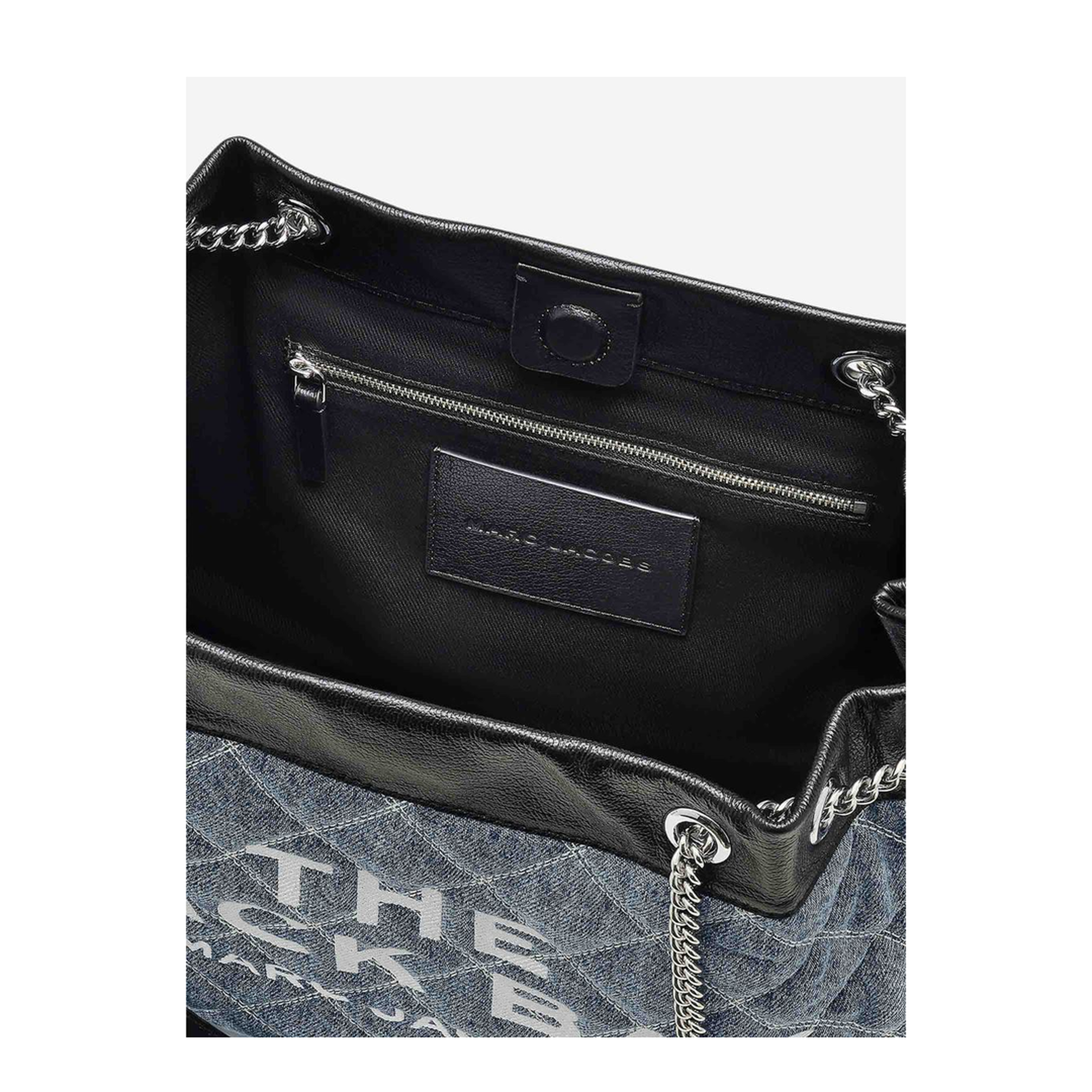 Quilted Denim Large Chain Sack Tote - Image 4