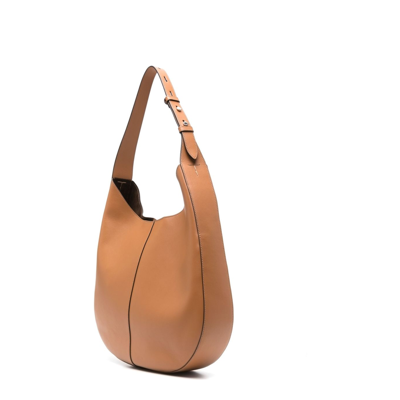 Leather Hobo Bag In Brown - Image 4