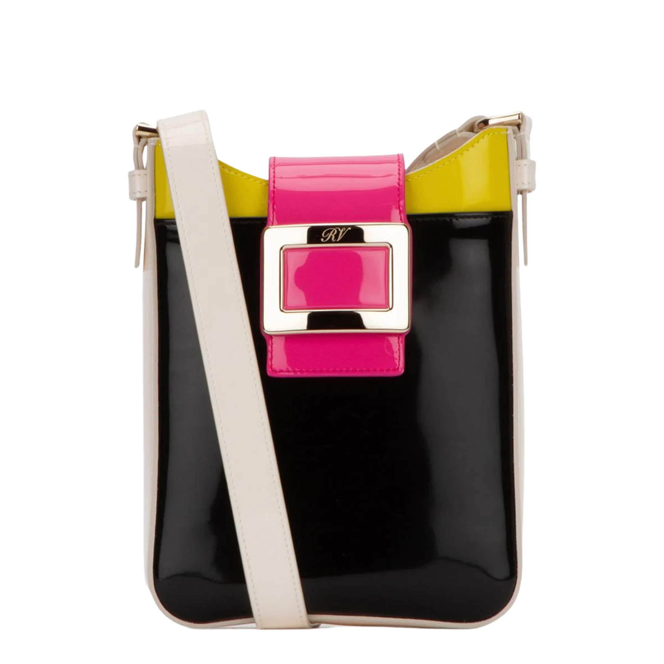 Belle Vivier Colour-Block Patent Leather Crossbody - Black/Multicolour - Image 1