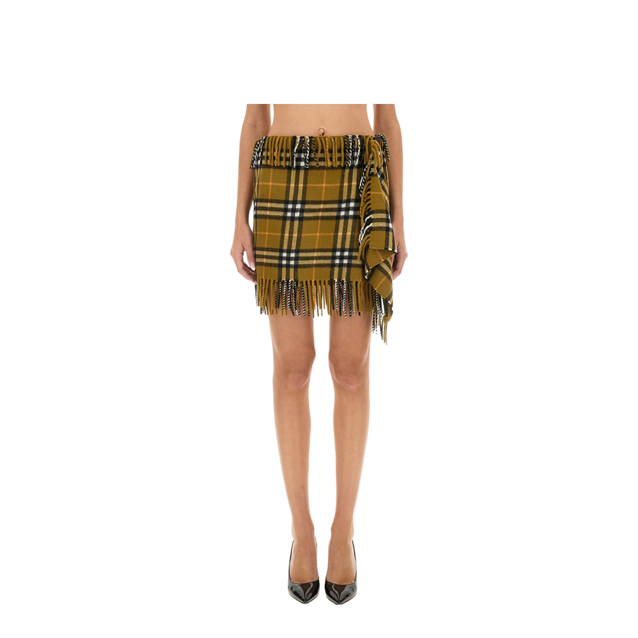 Wool and Cashmere Check Scarf Style Skirt - Image 1