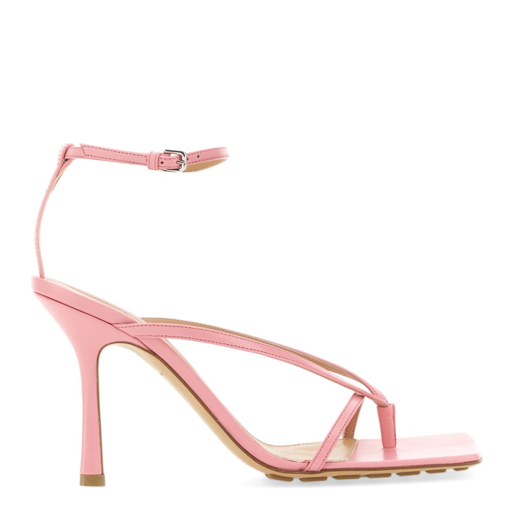 Pink Leather Stretch Sandals - Image 1