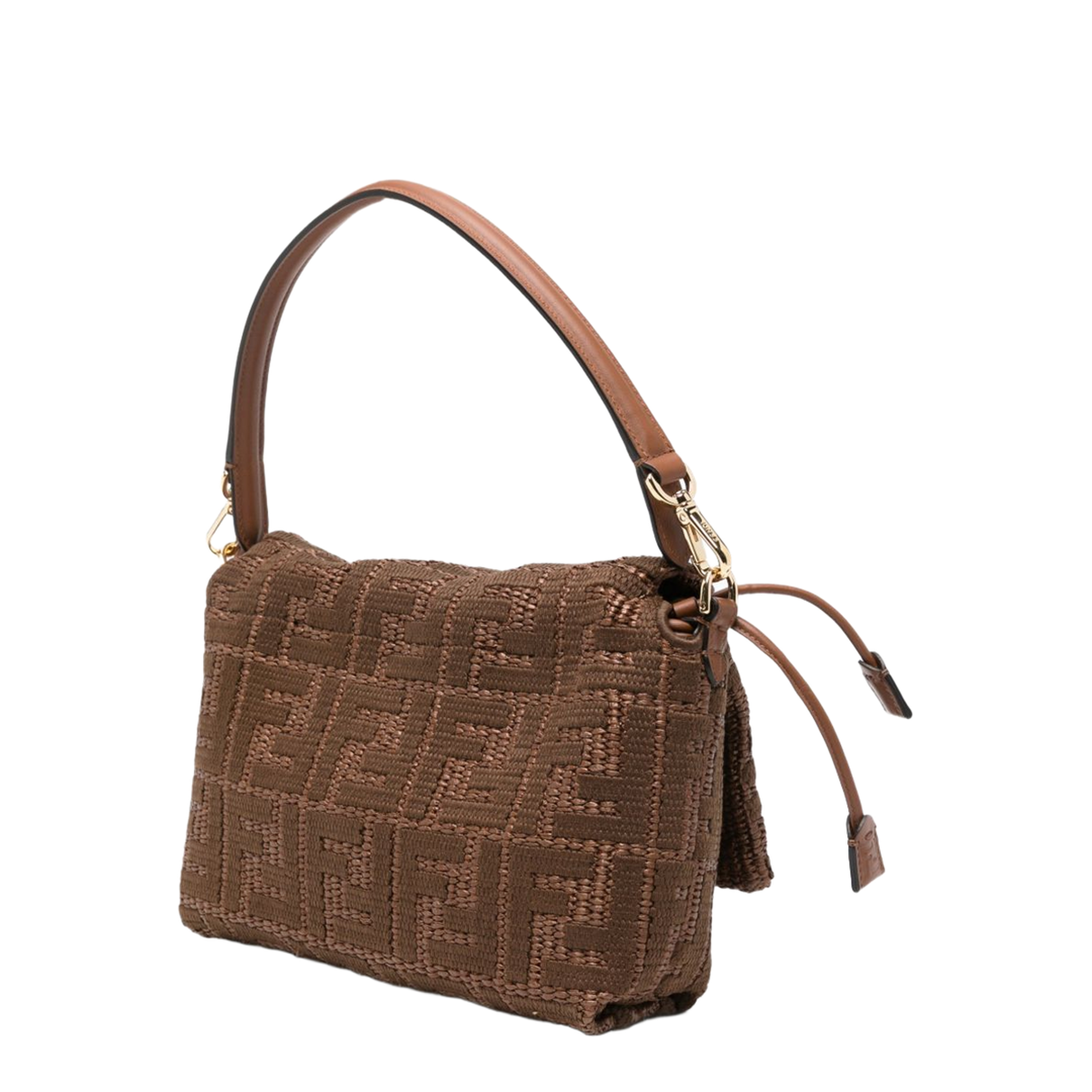 Mamma Baguette Medium Raffia-Effect Shoulder Bag - Sellier Brown - Image 5