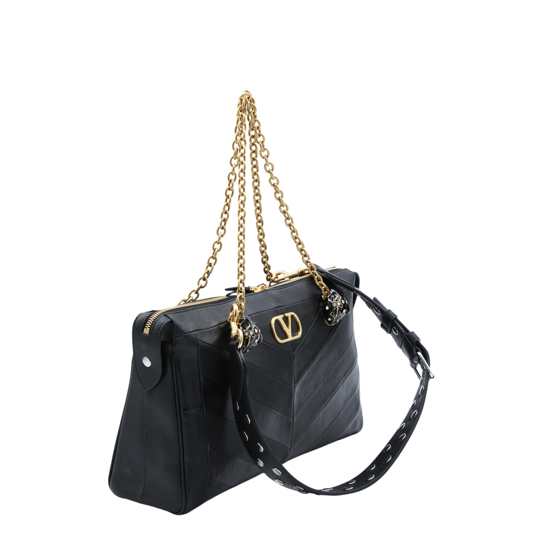 Black Leather Panthea Shopping Bag - Image 2