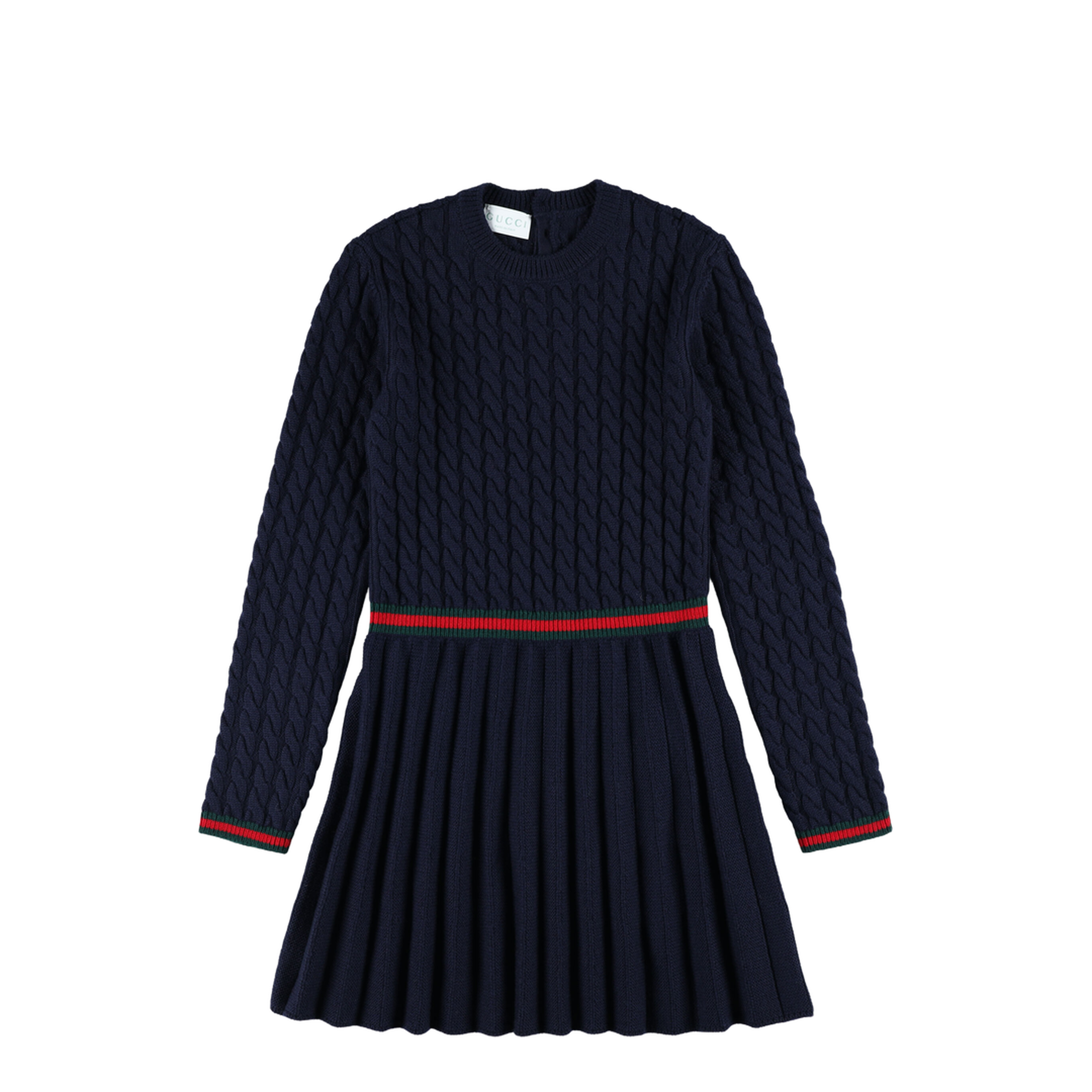 Blue Wool Dress with Web Detail - Image 1