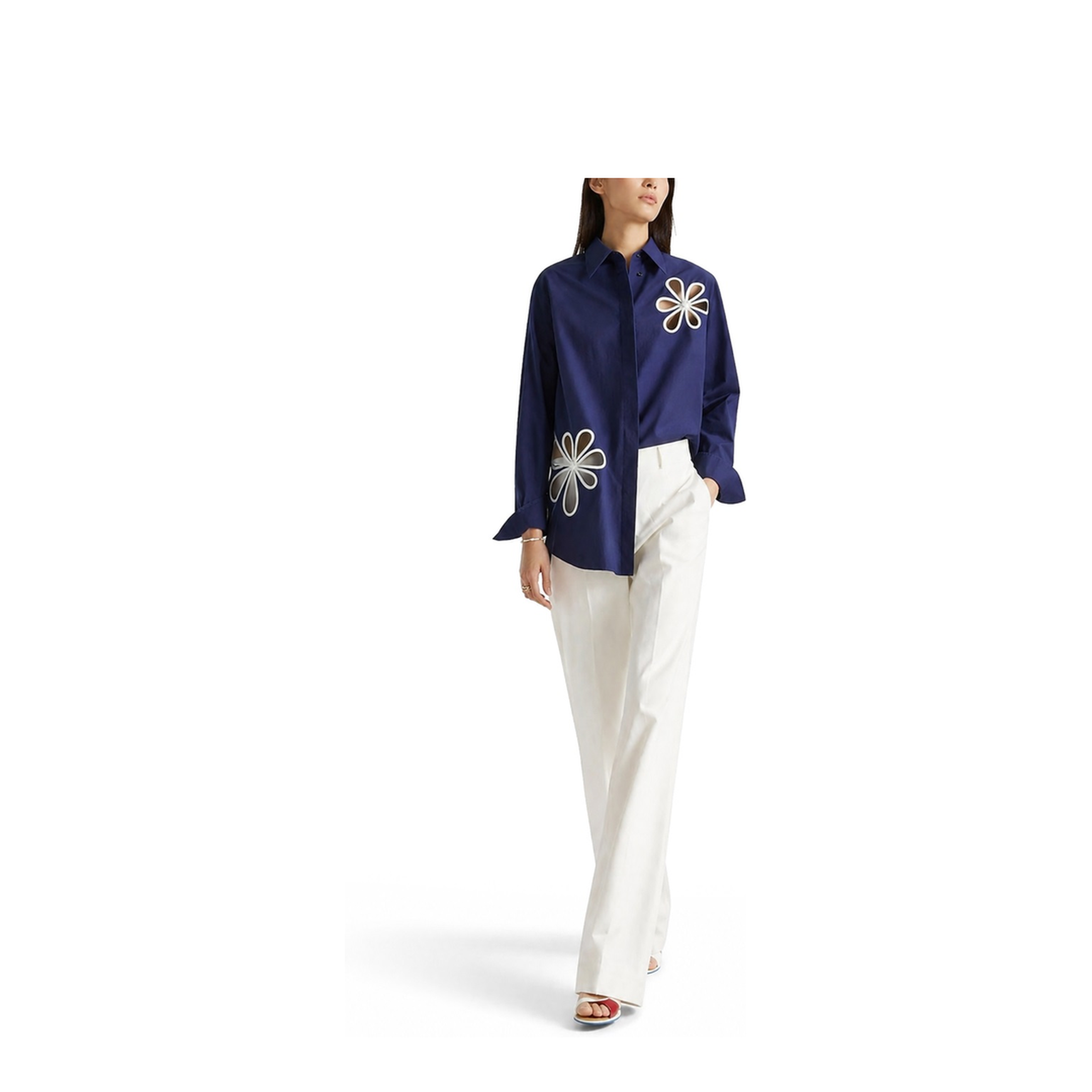 White Cotton Trousers - Image 2