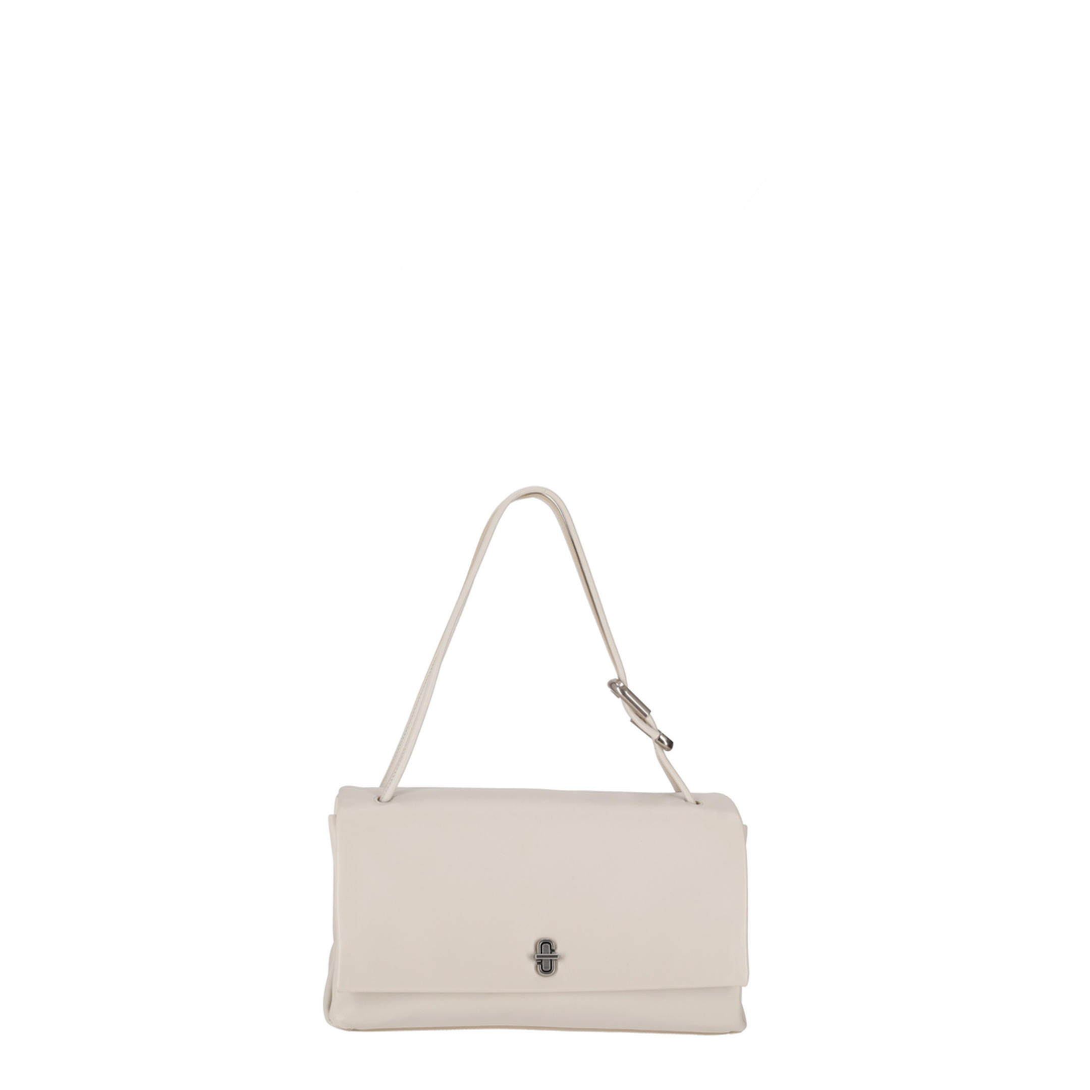 Dual Bag Large Smooth Leather Shoulder Bag - White - Image 1