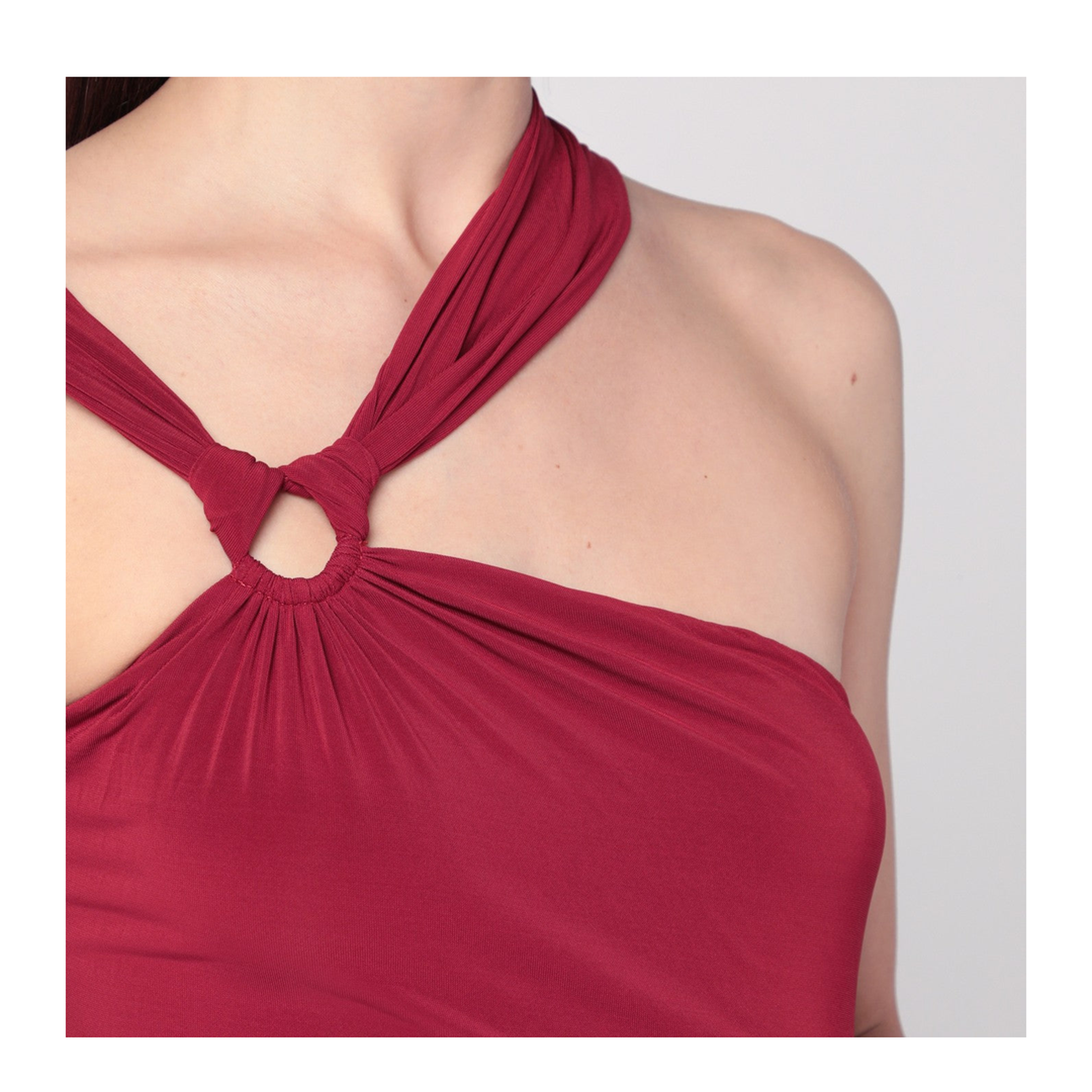 One-shoulder Ethel dress in light burgundy - Image 2