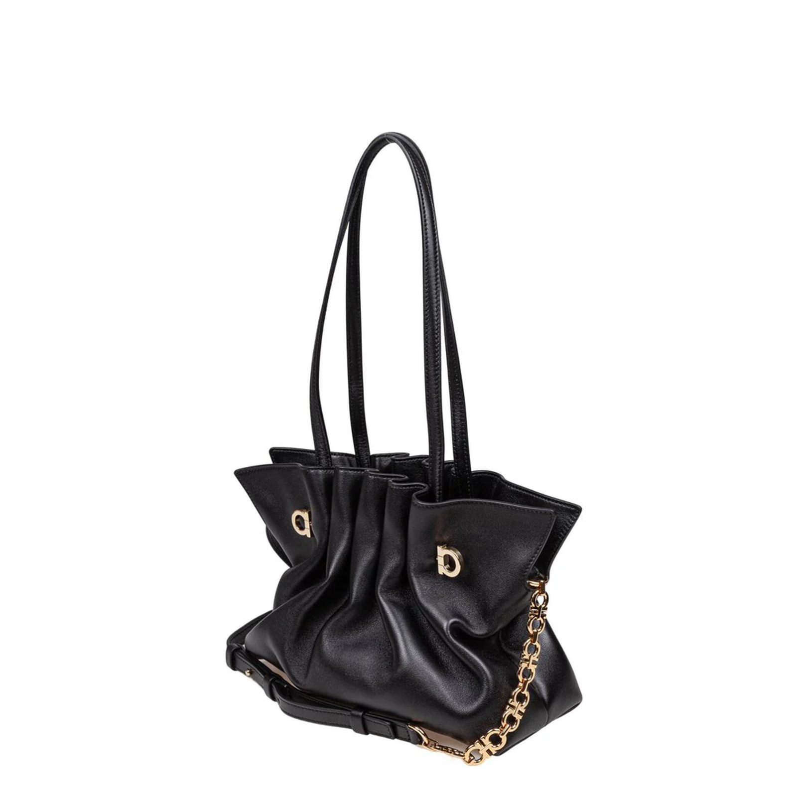 Soft Shoulder Bag in Black Nappa - Image 2