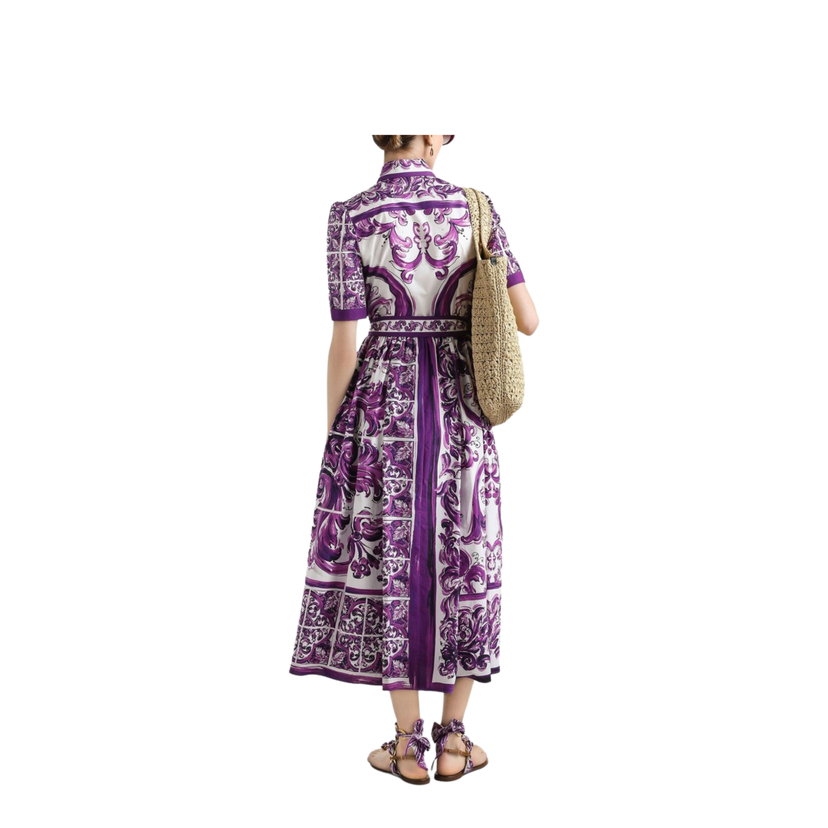 Majolica-print poplin shirt dress - Image 3