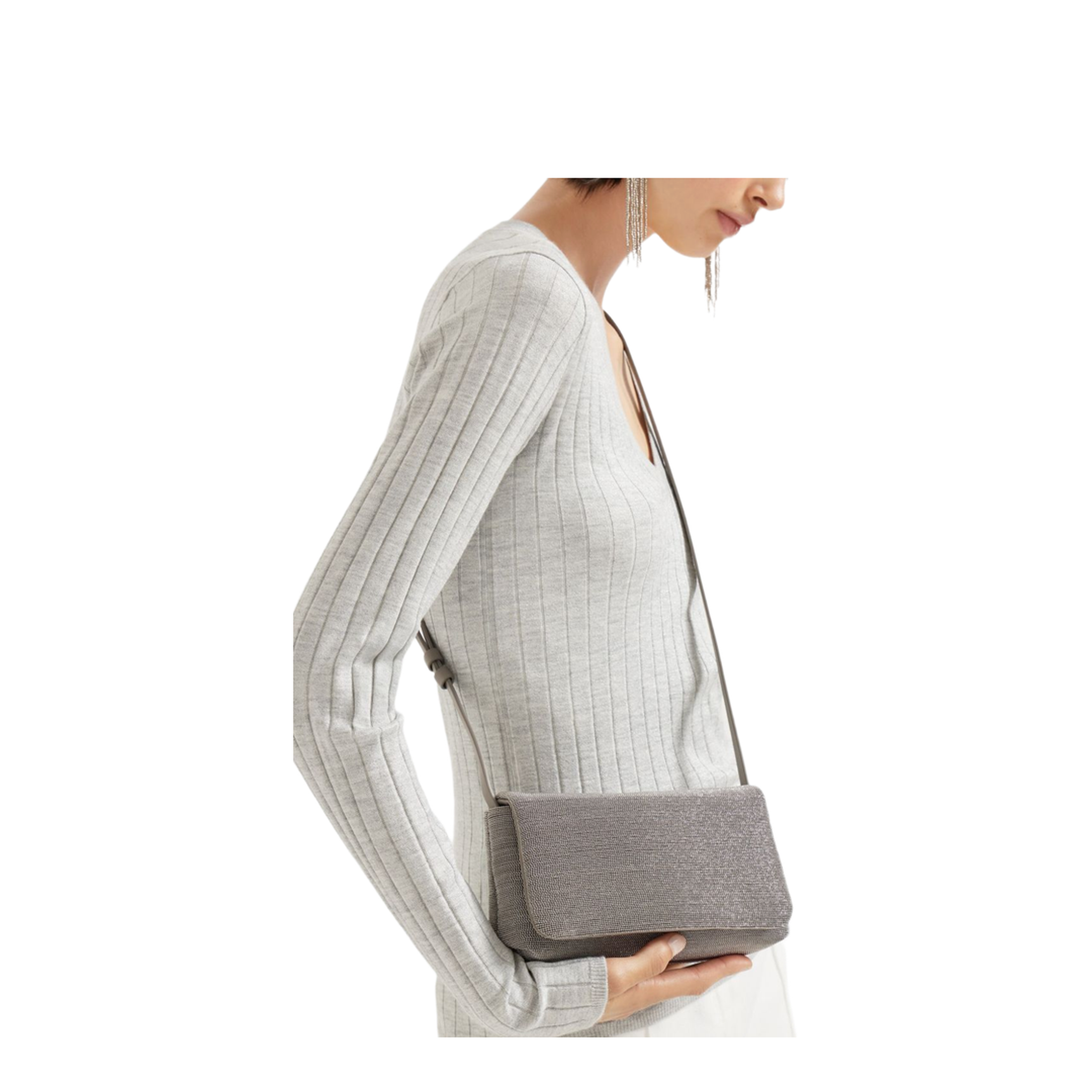 Calf Leather Crossbody Bag - Light Grey - Image 2