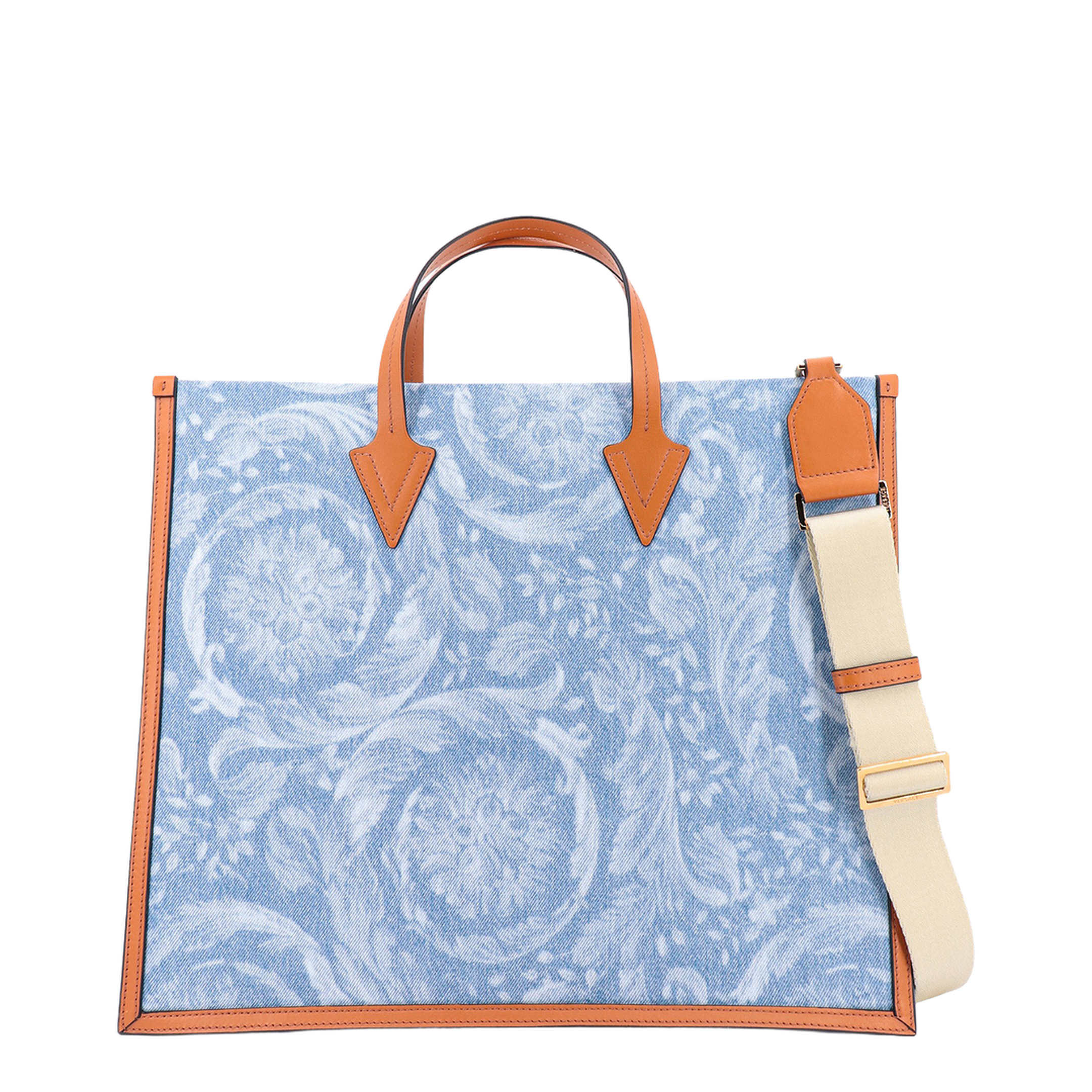 La Medusa Denim Tote - Light Blue/Brown - Image 2