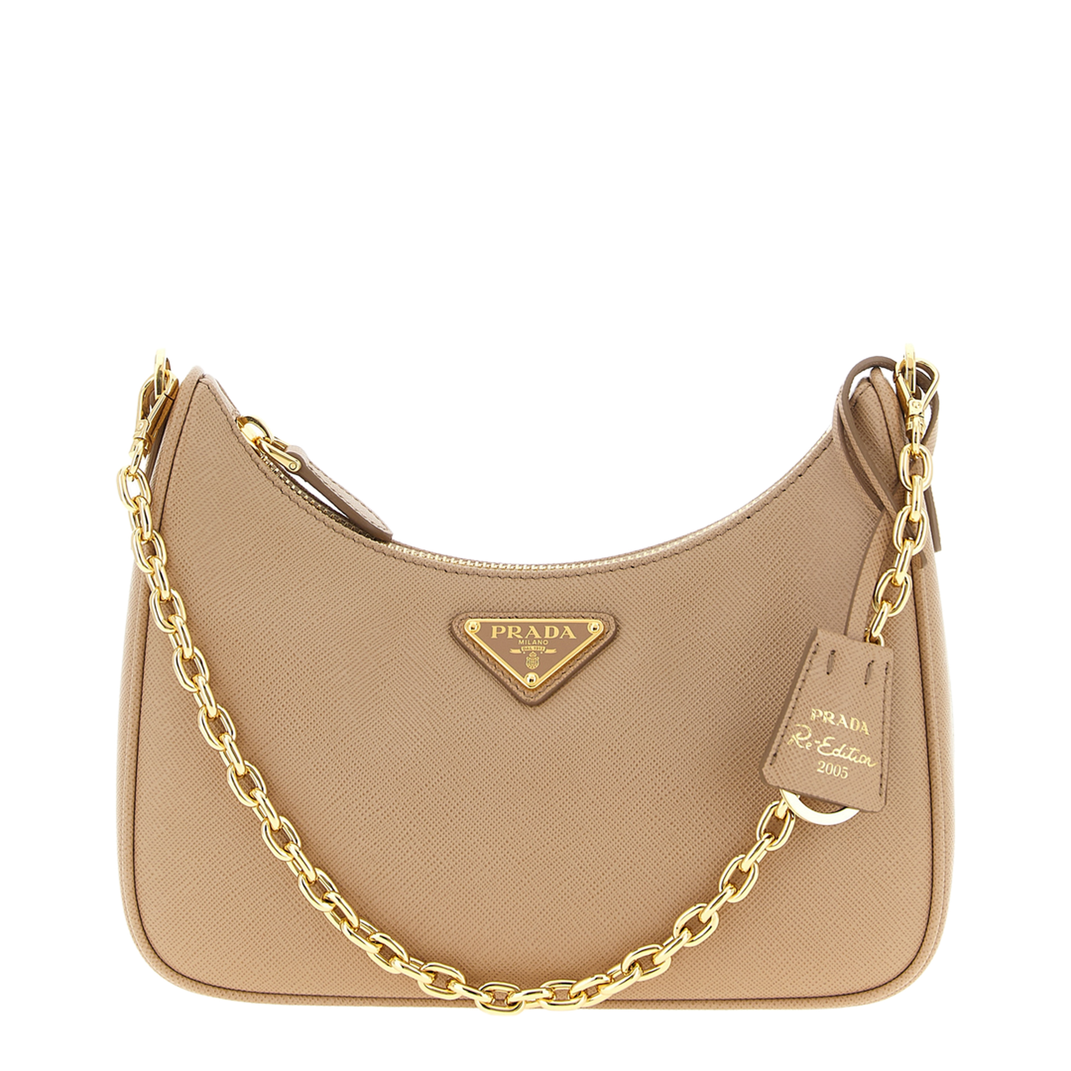 Re-Edition 2005 Medium Saffiano Calfskin Shoulder Bag - Cameo Beige - Image 1
