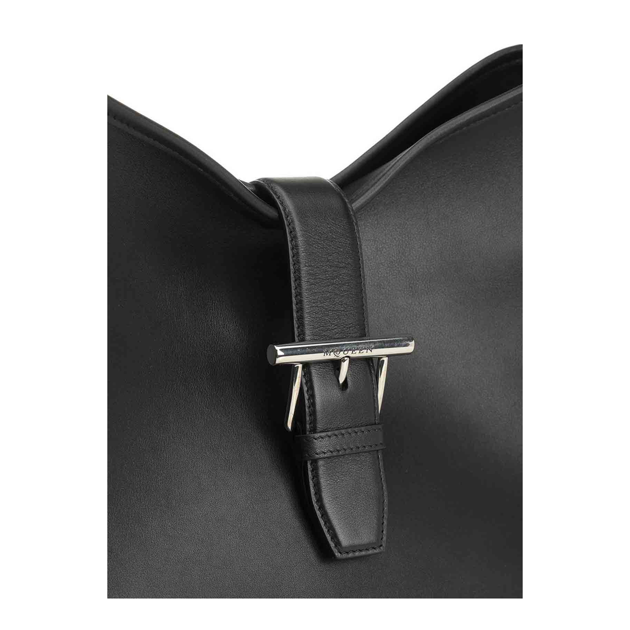 T-Bar Medium Smooth Calf Leather Shoulder Bag - Black - Image 5