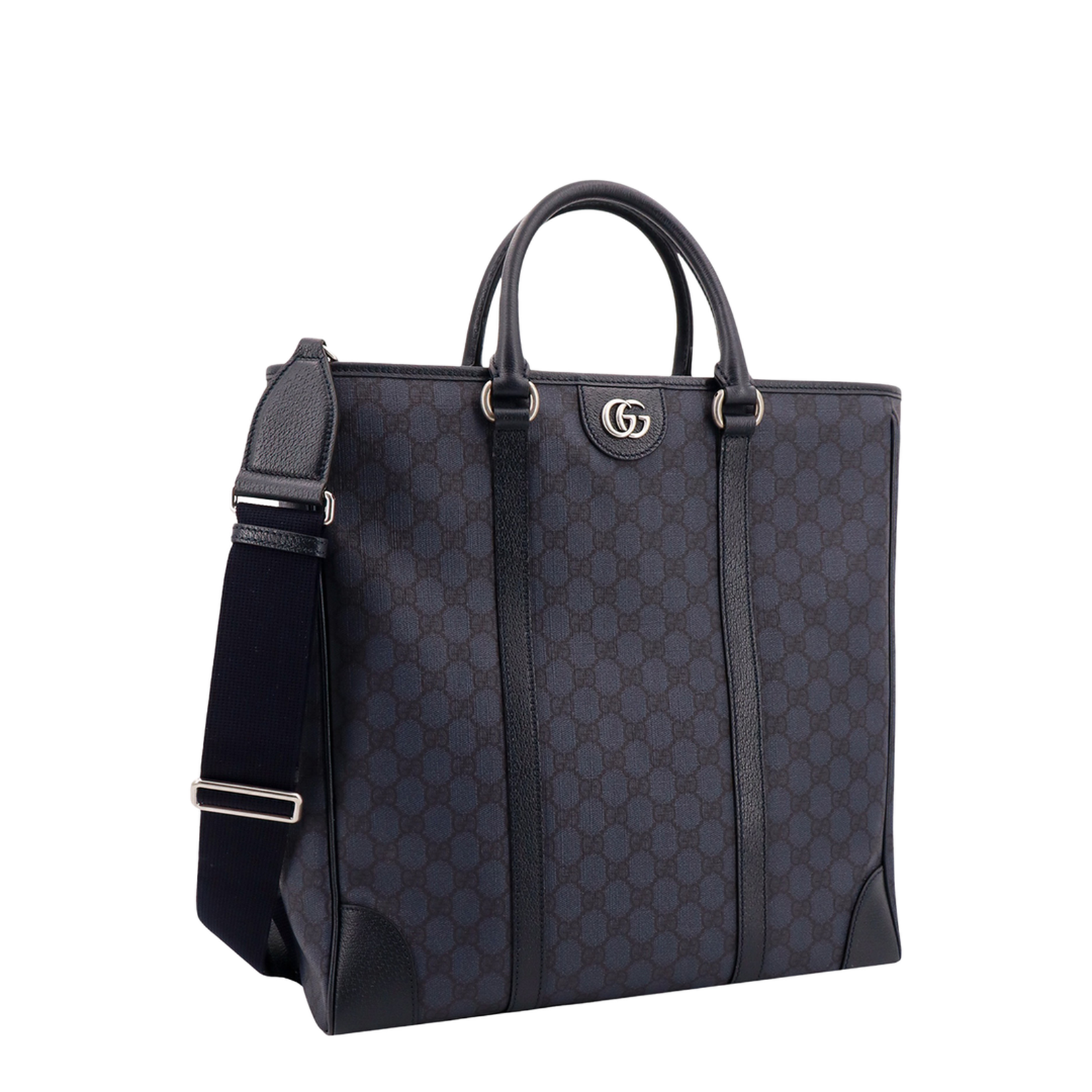 Ophidia Medium GG Supreme Canvas Shopping Bag - Navy Blue and Black - Image 3