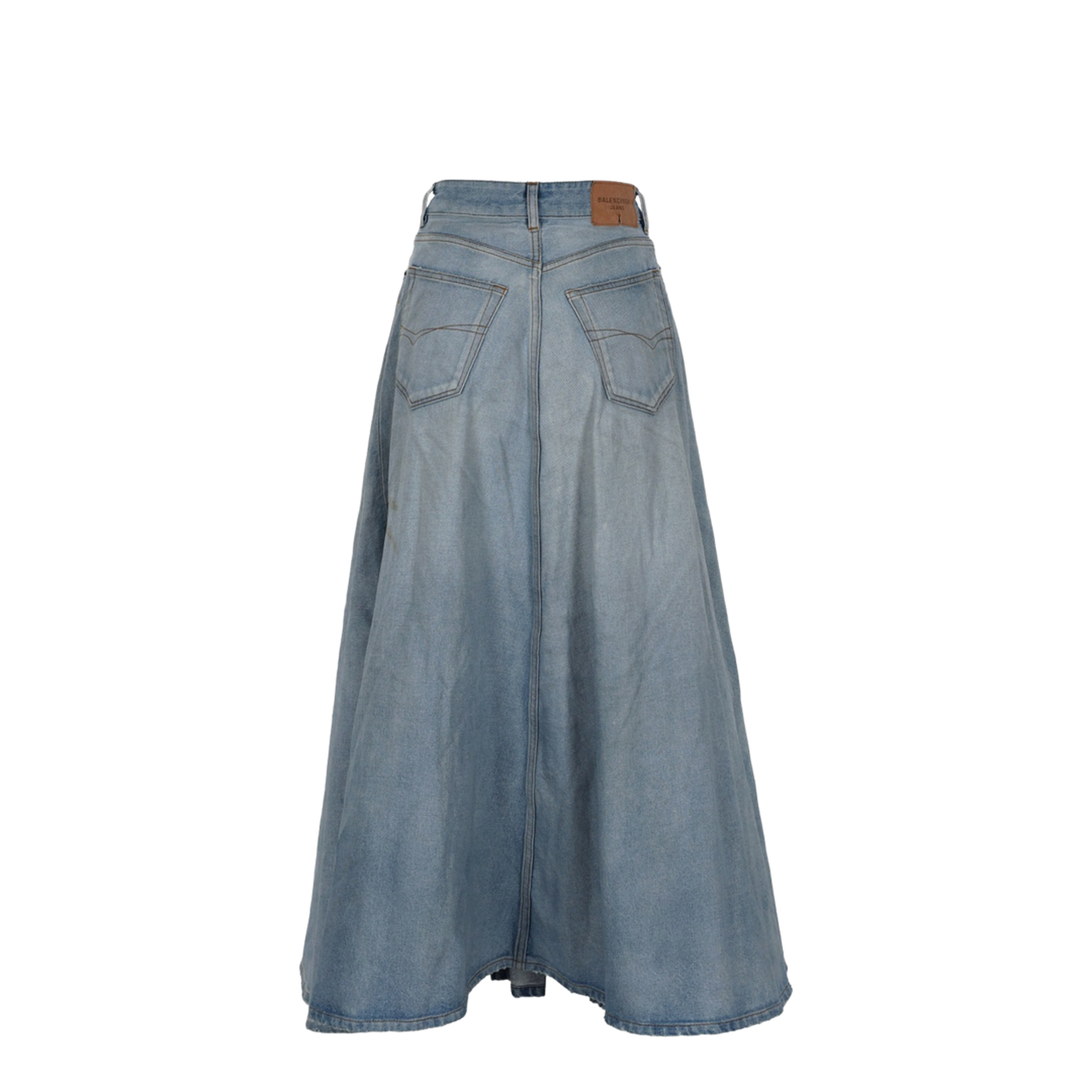 Godet Maxi Skirt in Dirty Light Blue - Image 3
