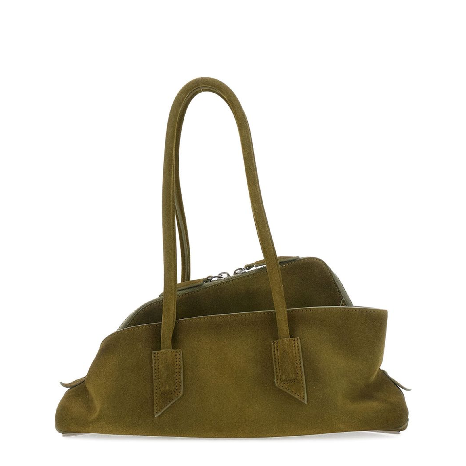 La Passeggiata Small Suede Shoulder Bag - Khaki - Image 2