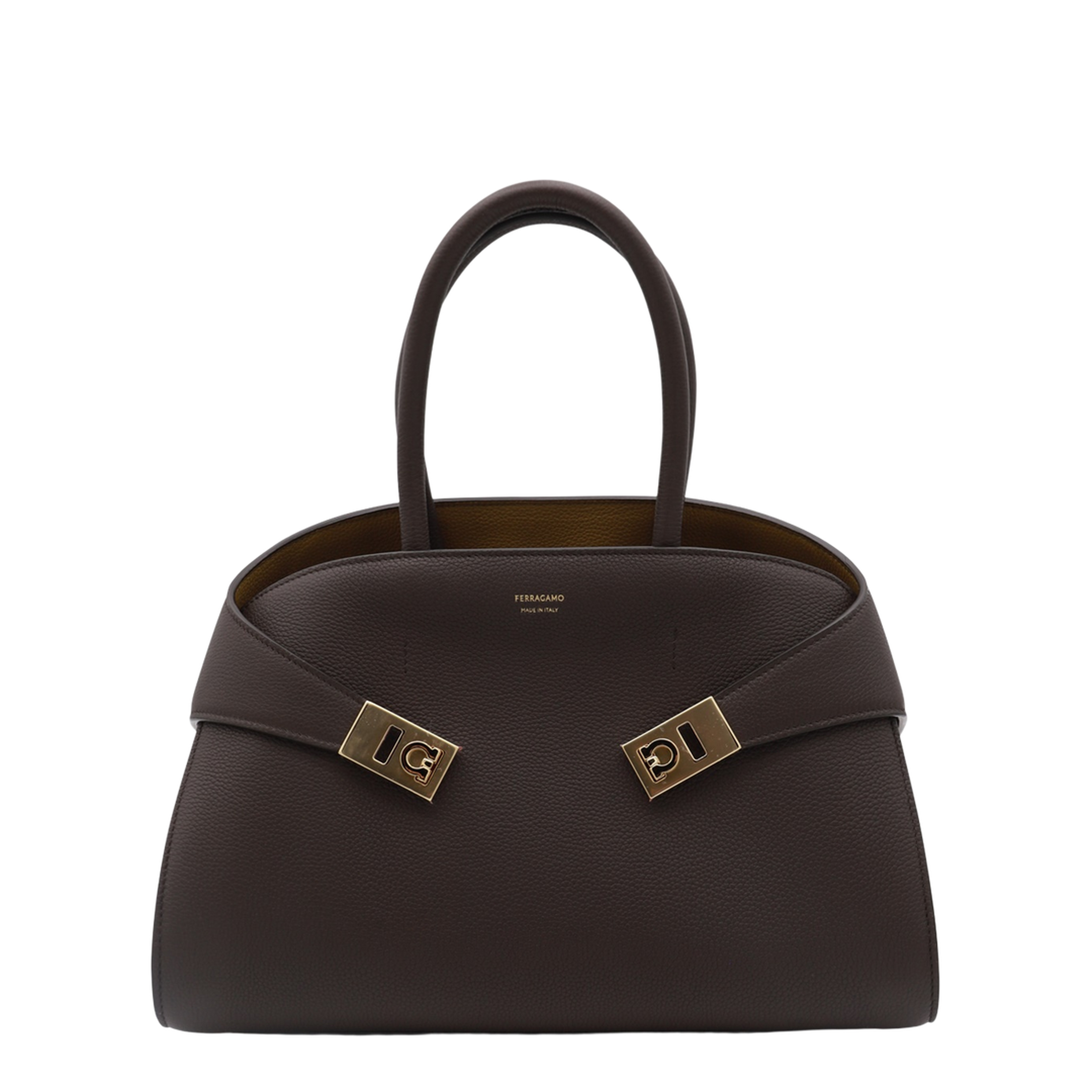 Dark Brown Leather Top Handle Bag - Image 4