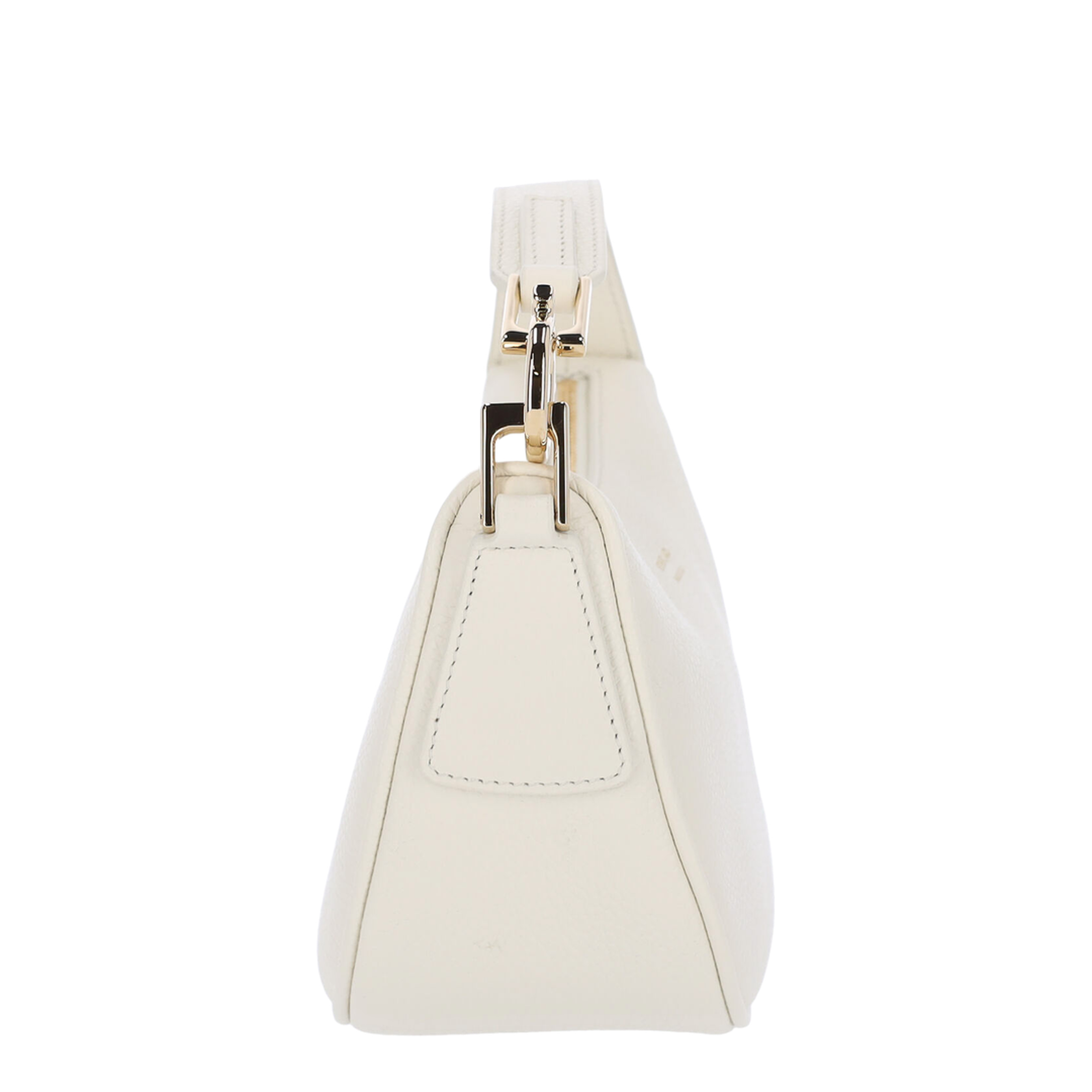 North-South Mini Calf Leather Hobo Bag - Off-White - Image 5