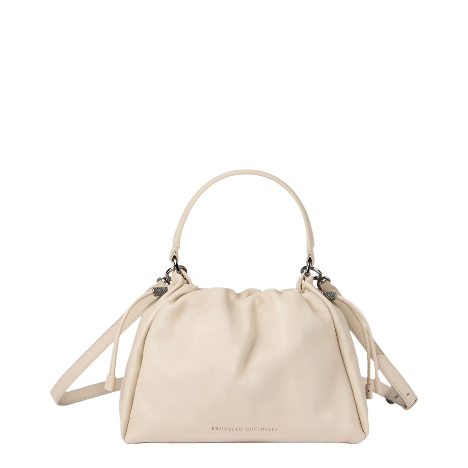 Small Soft Leather Mellow Bucket Bag in Ivory - Image 1