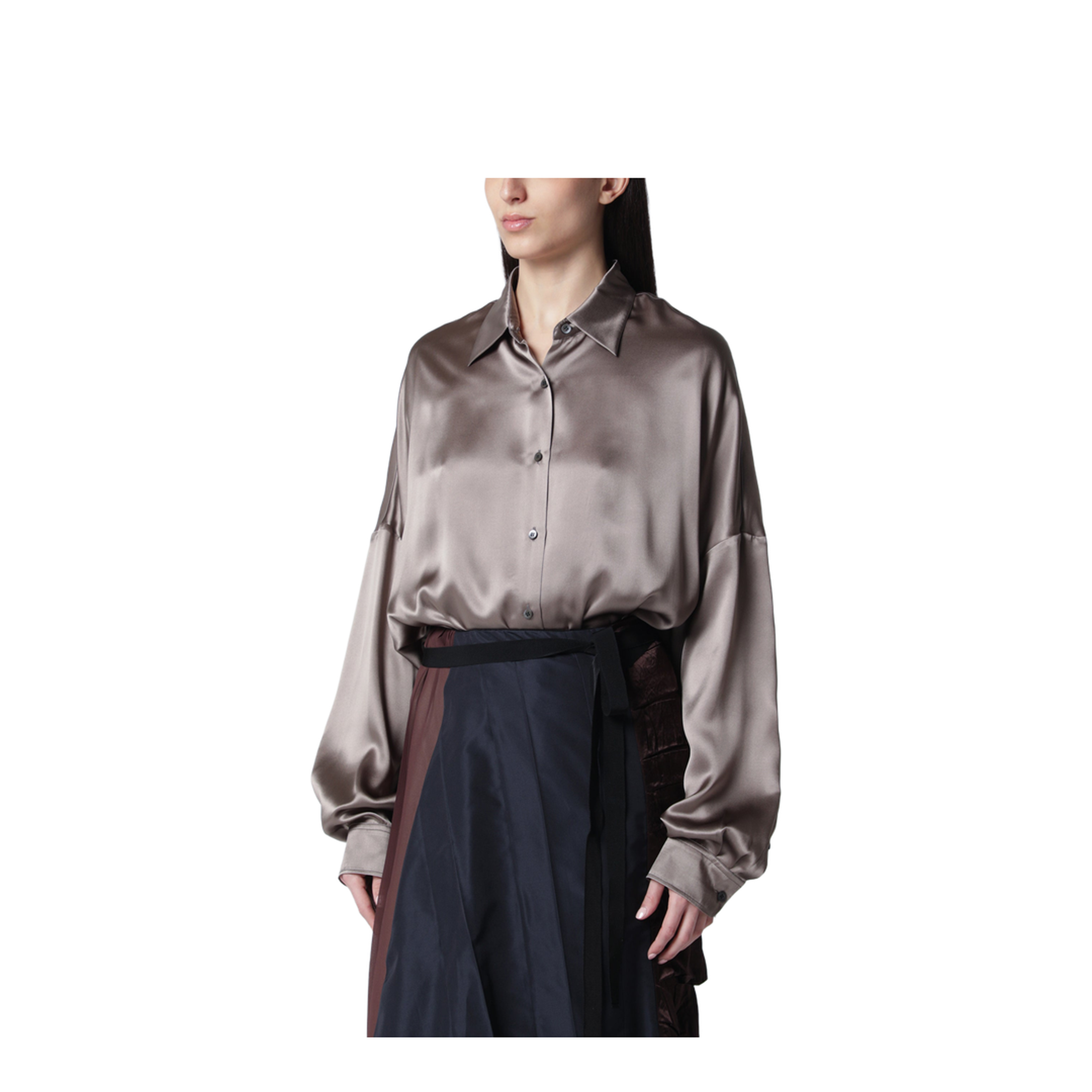 Shirt Taupe Color in Silk - Image 1