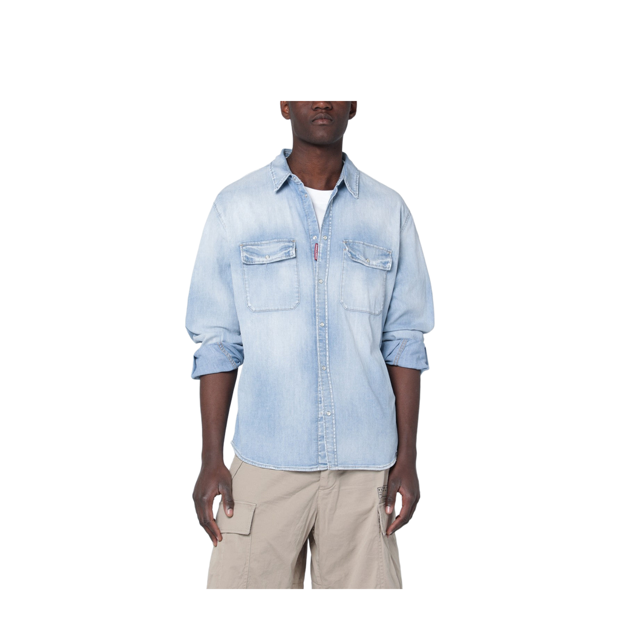 Light Blue Washed Denim Shirt - Image 1
