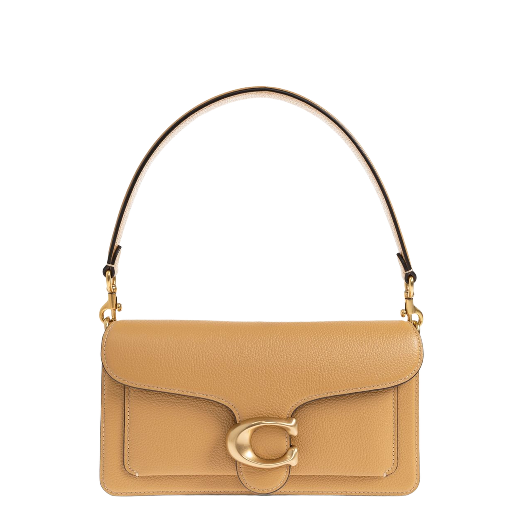 Tabby 26 Polished Pebble Leather Shoulder Bag - Brass/Biscuit - Image 1
