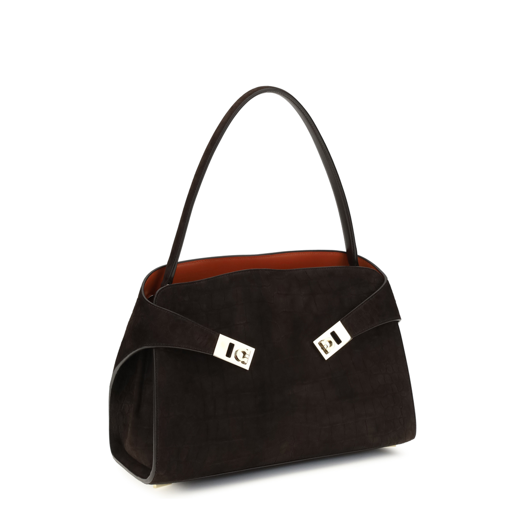 Hug Soft Medium Goat Skin & Calf Suede Shoulder Bag - Dark Brown - Image 2