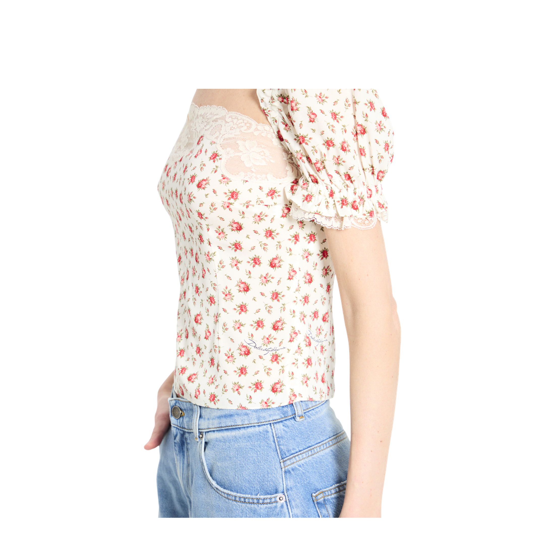 Charmeuse Top with Rose Print - Image 3