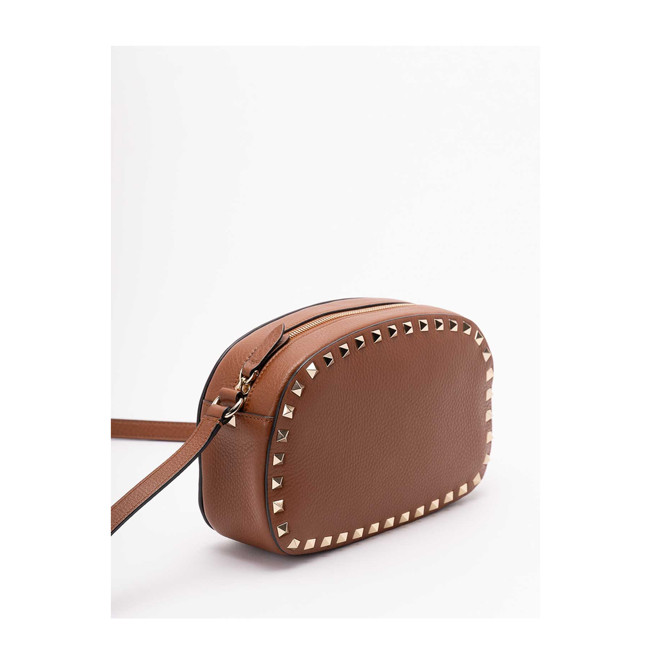Rockstud Small Calf Leather Camera Case Crossbody - Brown - Image 3