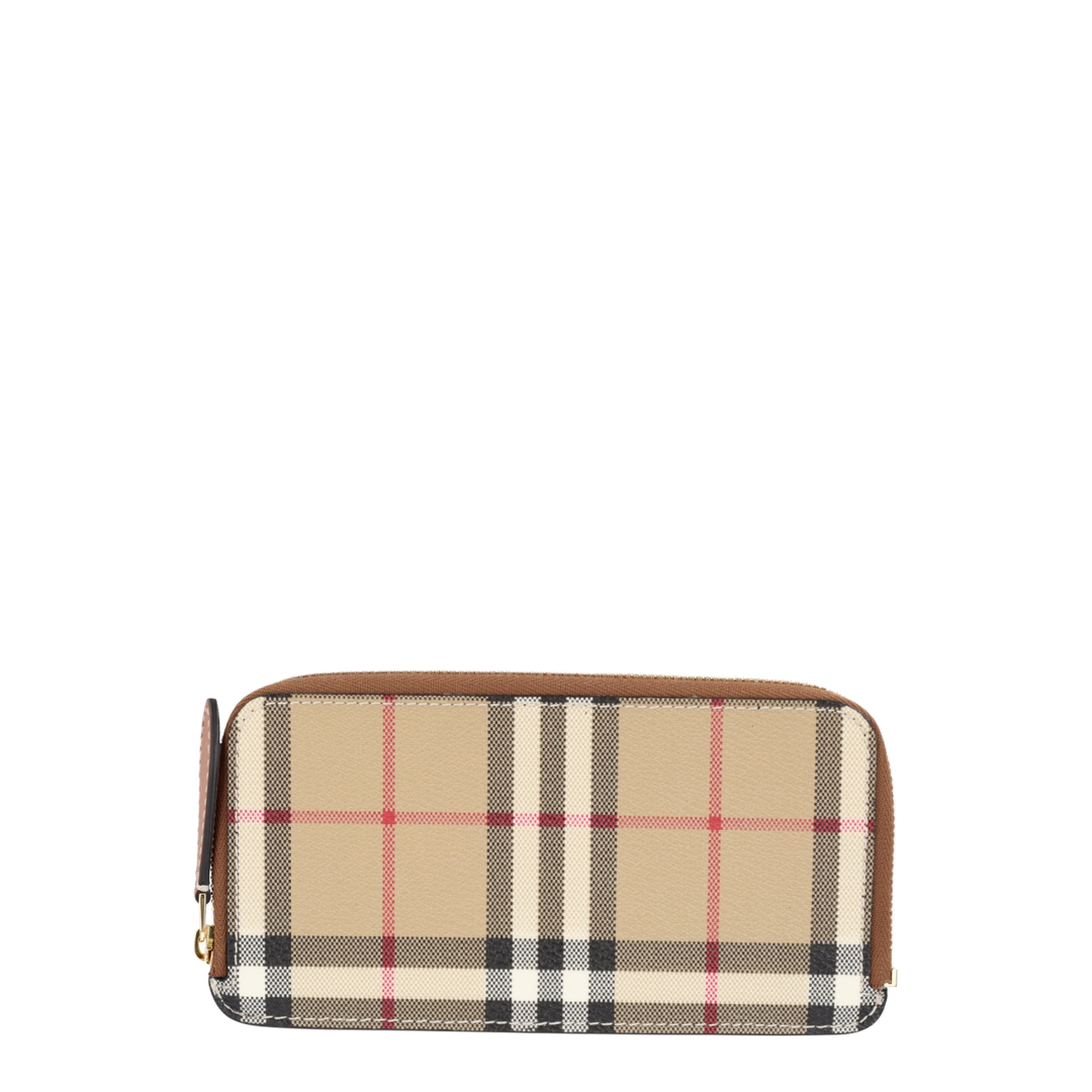 Small Check Zip Wallet In Archive Beige/Briar Brown - Image 1