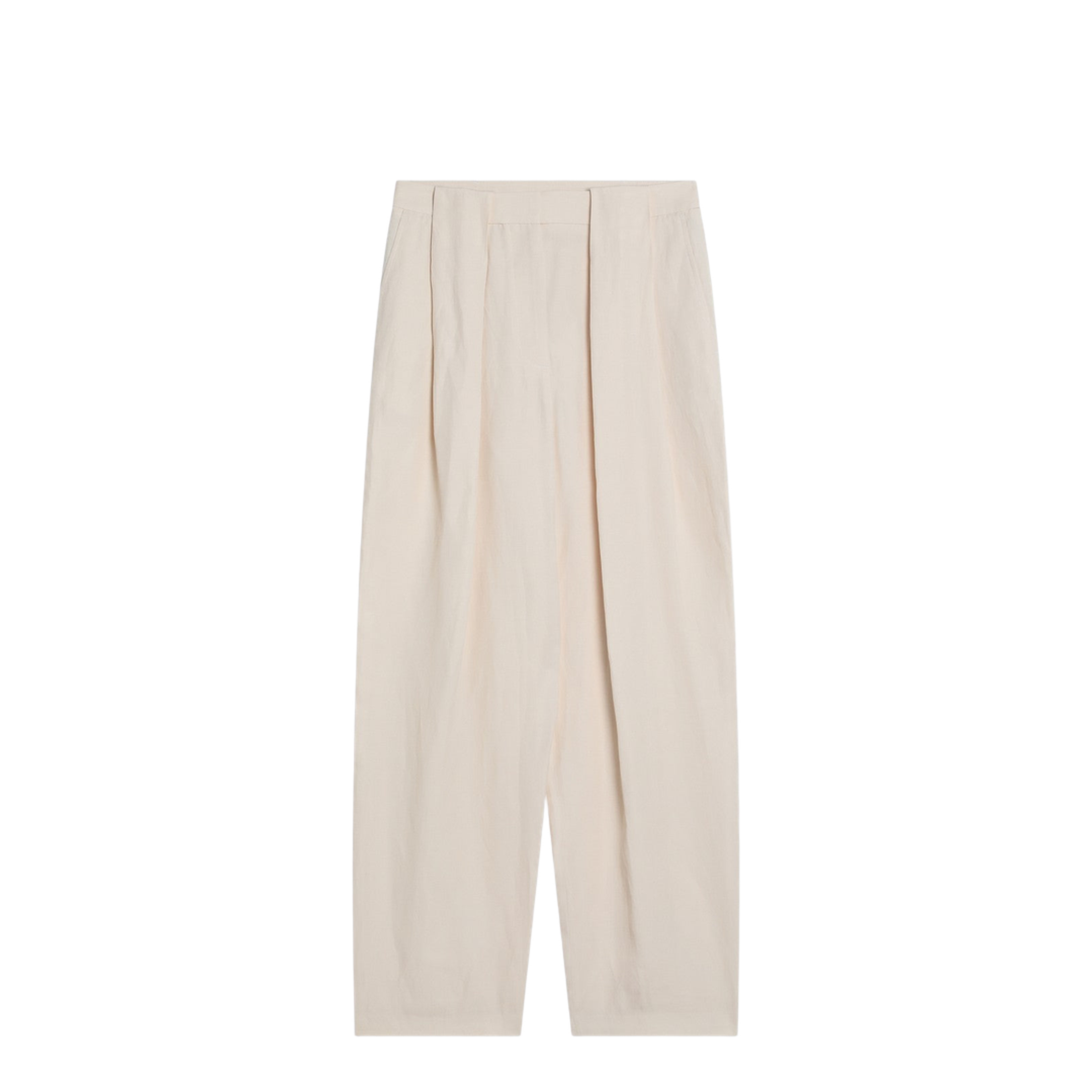 Wide Butter-Coloured Pants in Linen Blend - Image 1