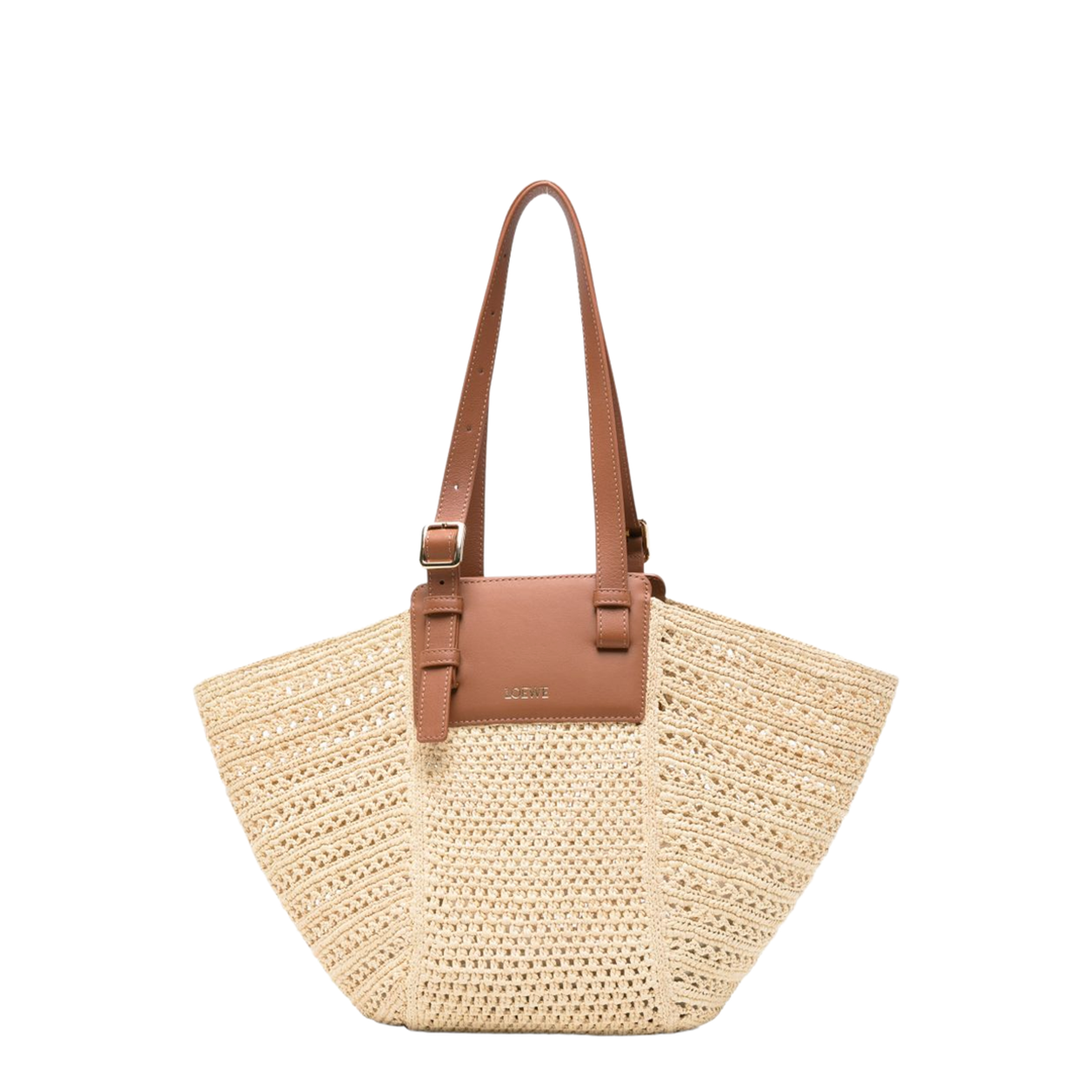 Hammock Medium Raffia/Calfskin Cabas - Natural/Tan - Image 1