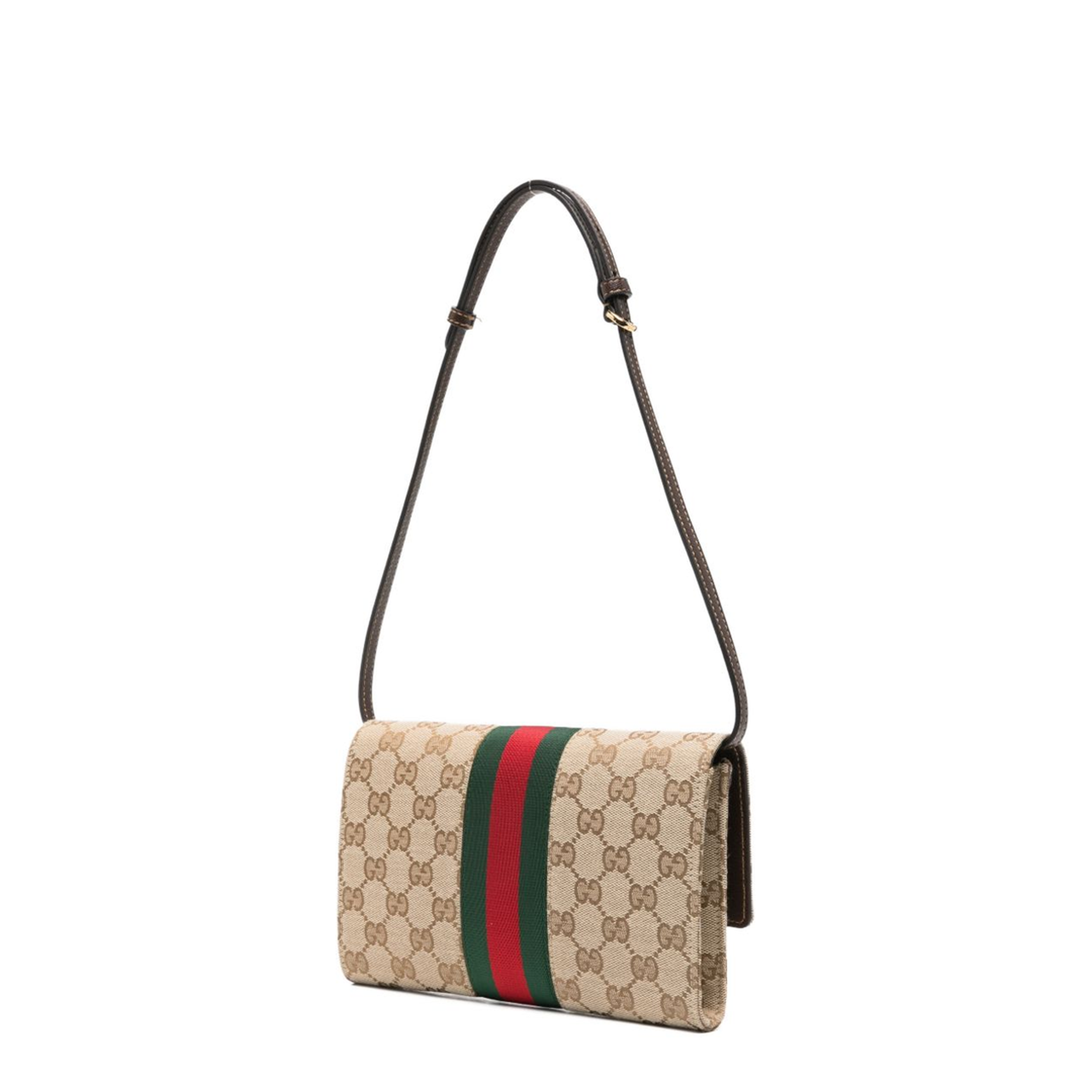 Horsebit Web GG Canvas Wallet - Sand and Dark Brown - Image 5