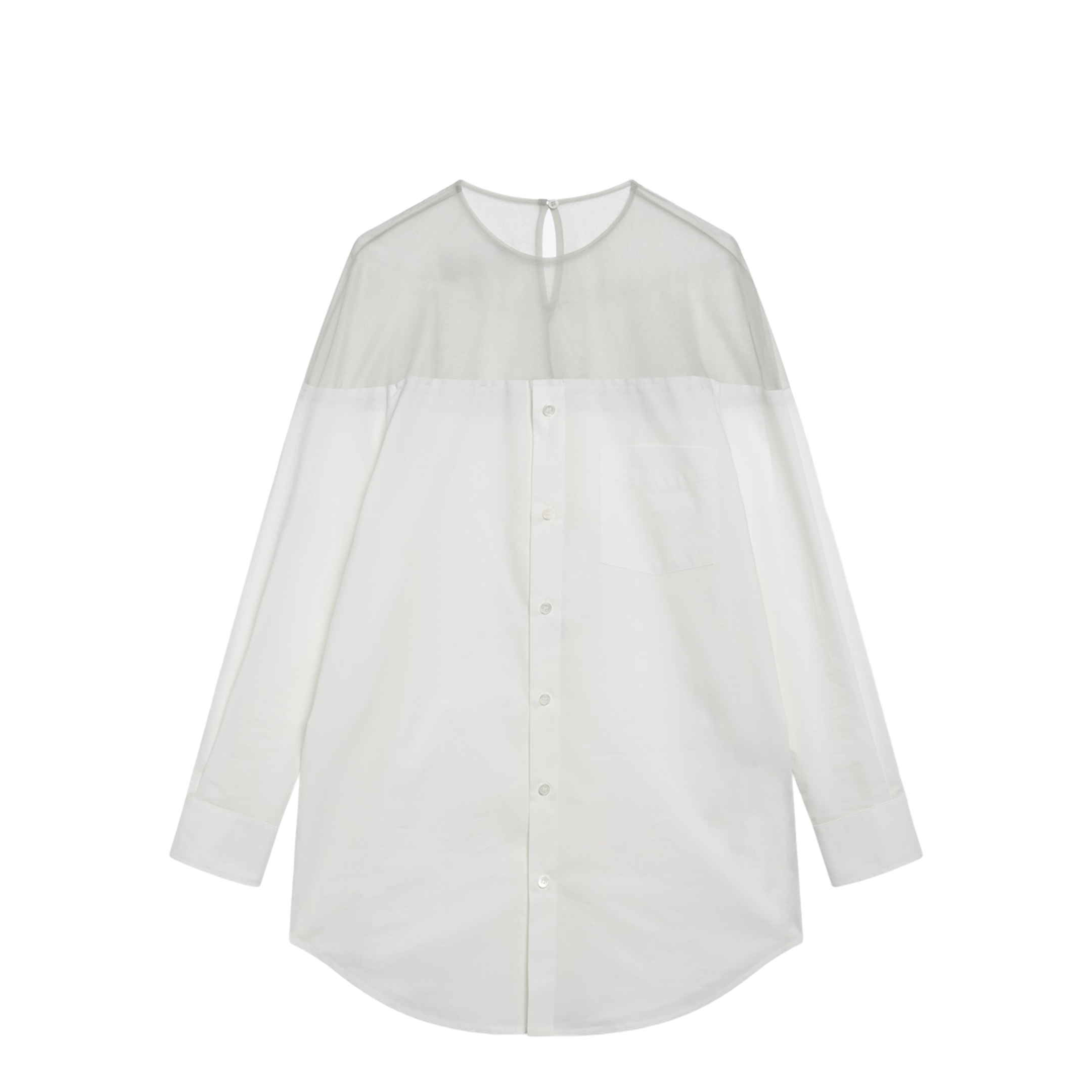 High-Cut Cotton Poplin Shirt - Image 1