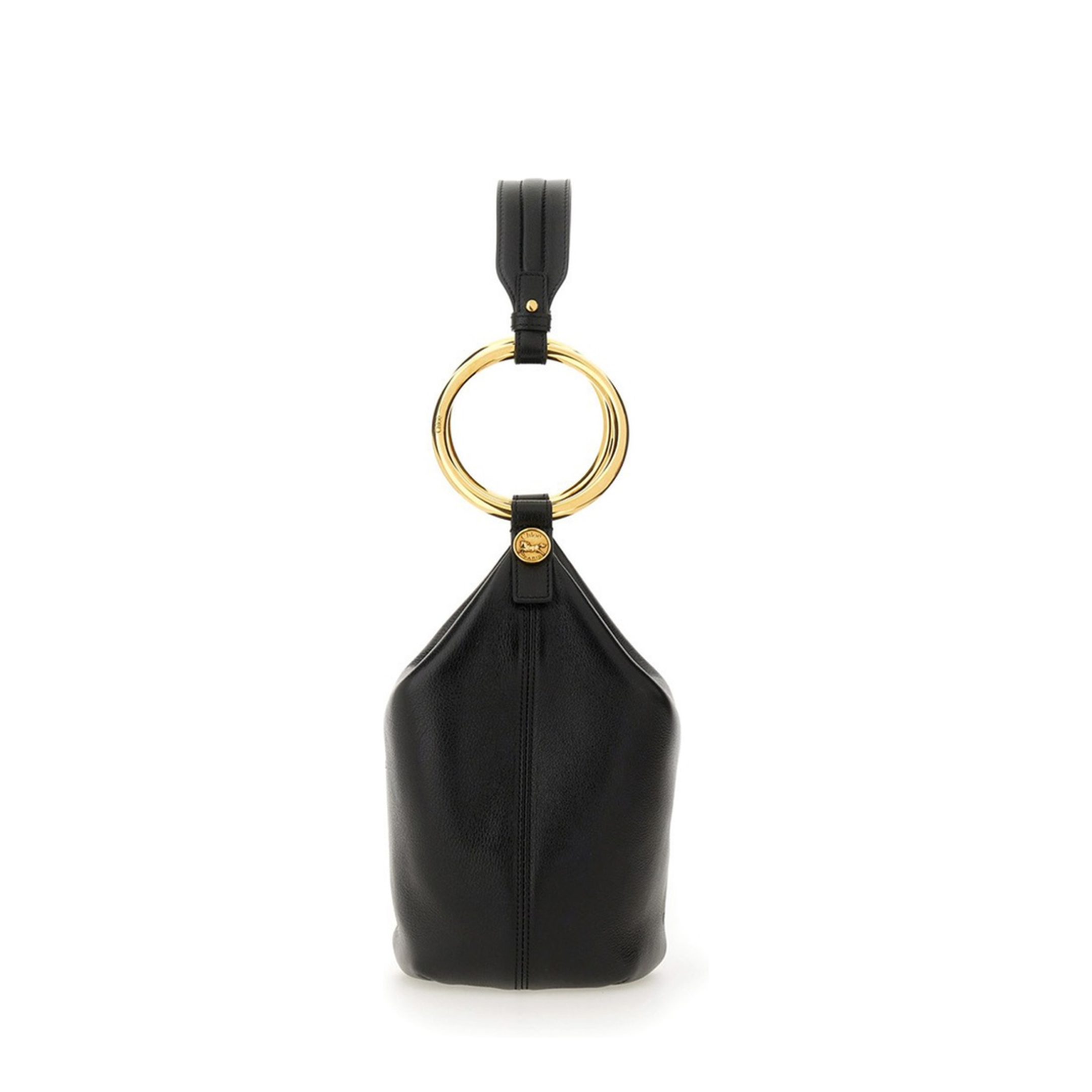 Small Buffalo Leather Shoulder Bag - Black - Image 3