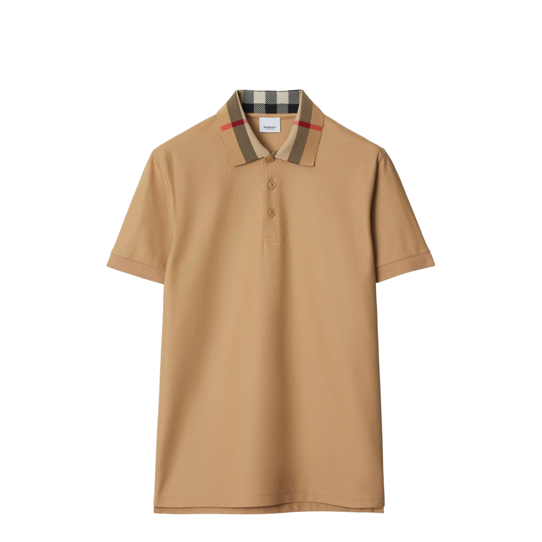 Check Collar Cotton Polo Shirt - Image 1