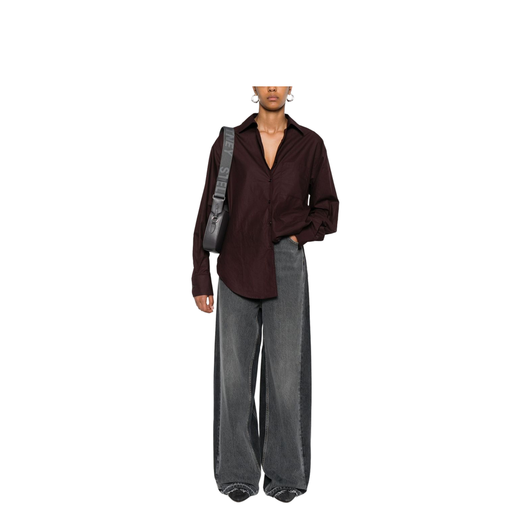 Two-Tone Black Wide-Leg Denim Jeans - Image 2