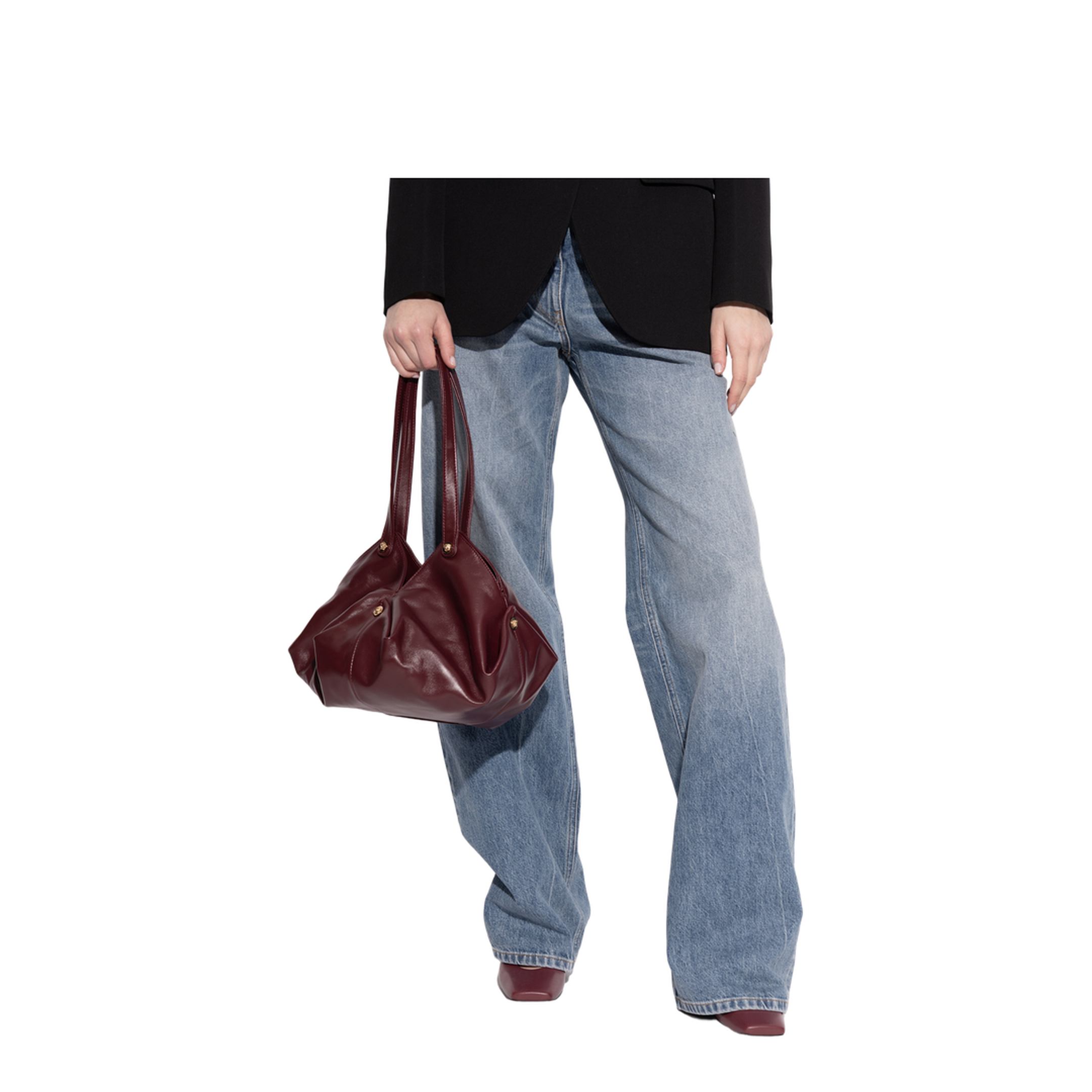 Protea Medium Lambskin Shoulder Bag - Burgundy - Image 2