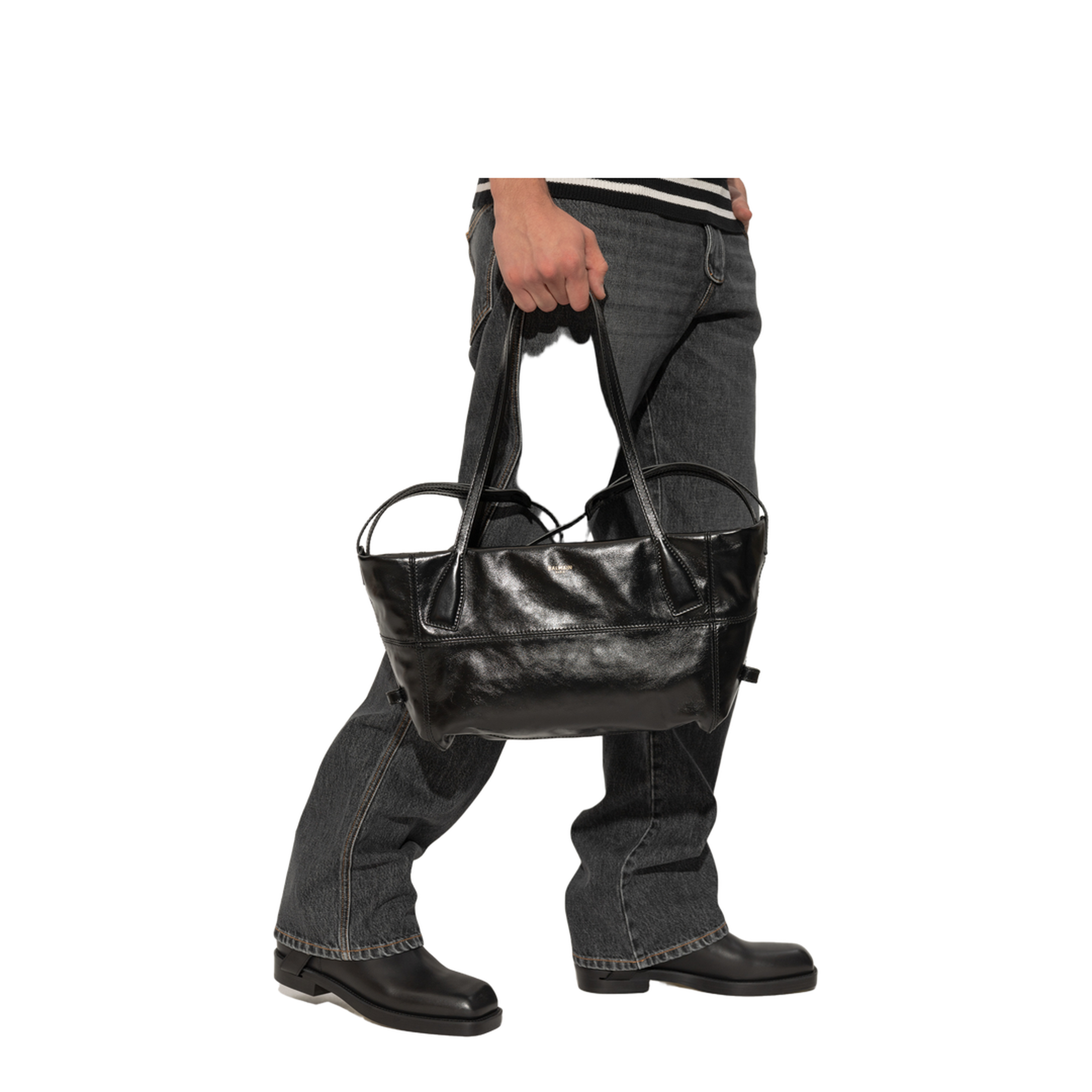 Leather Shoulder Bag - Black - Image 2