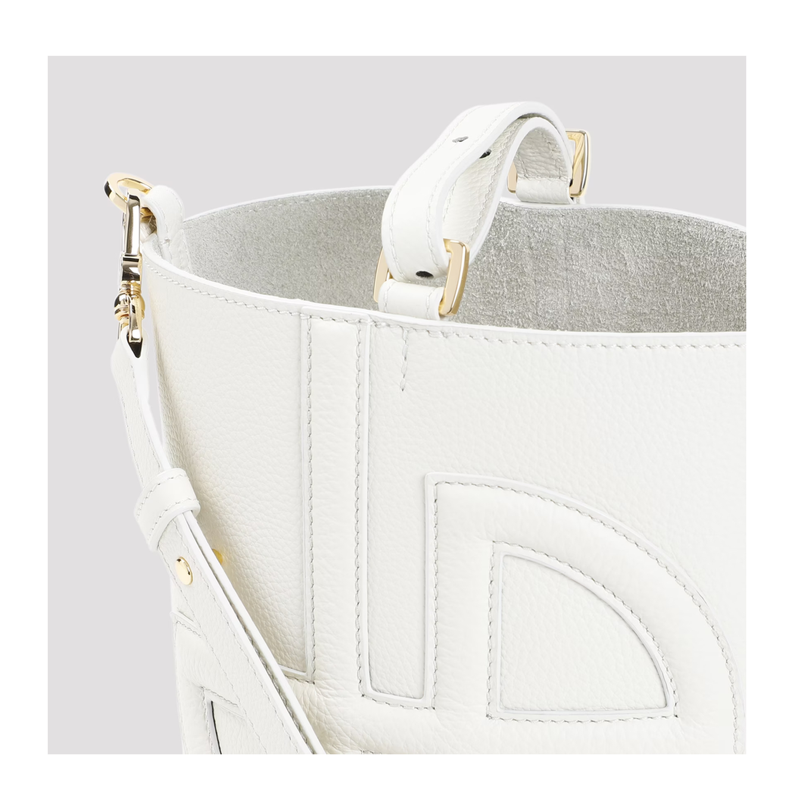 JP Small Calf Leather Bucket Bag - White - Image 3