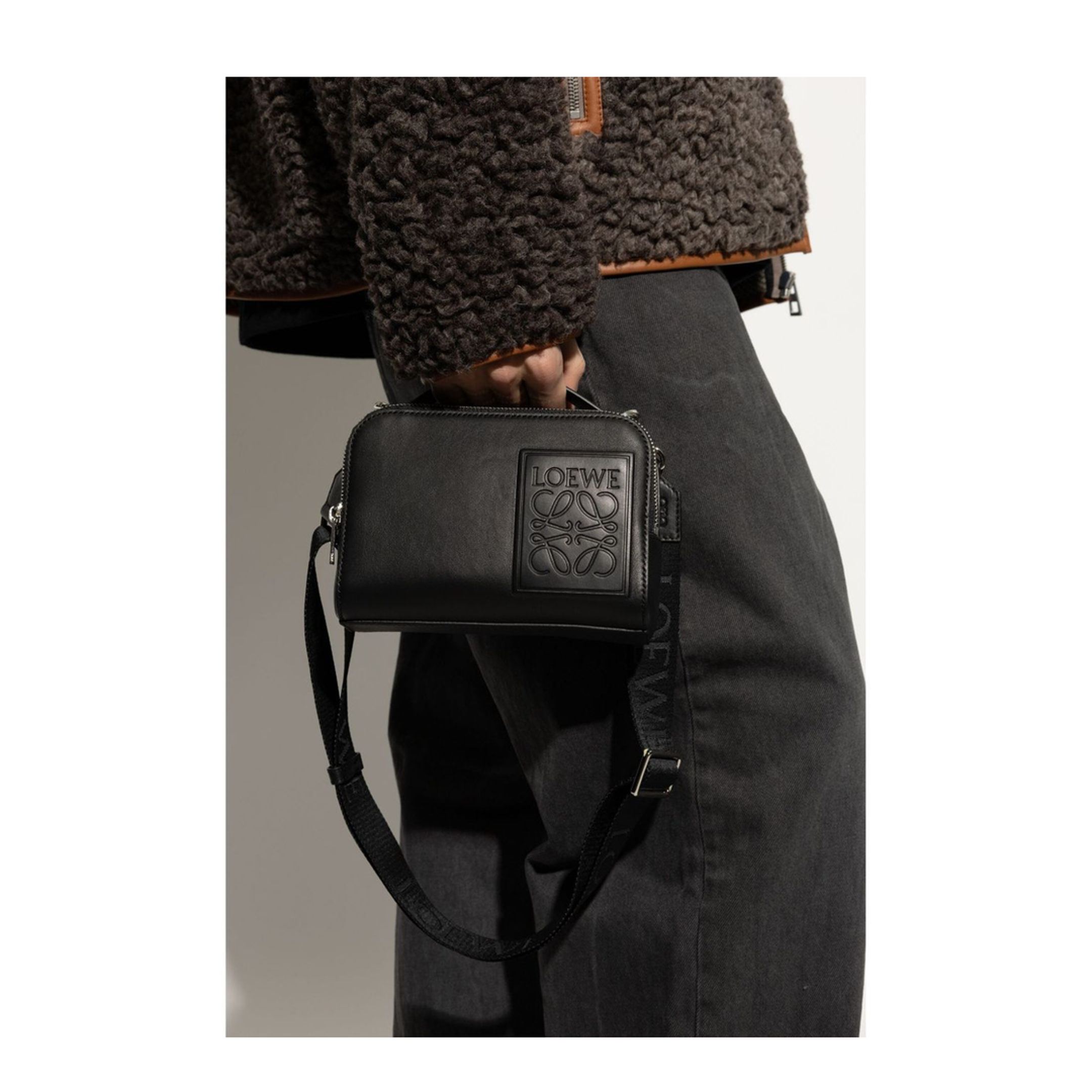 Mini Camera Calfskin Crossbody Bag - Black - Image 3