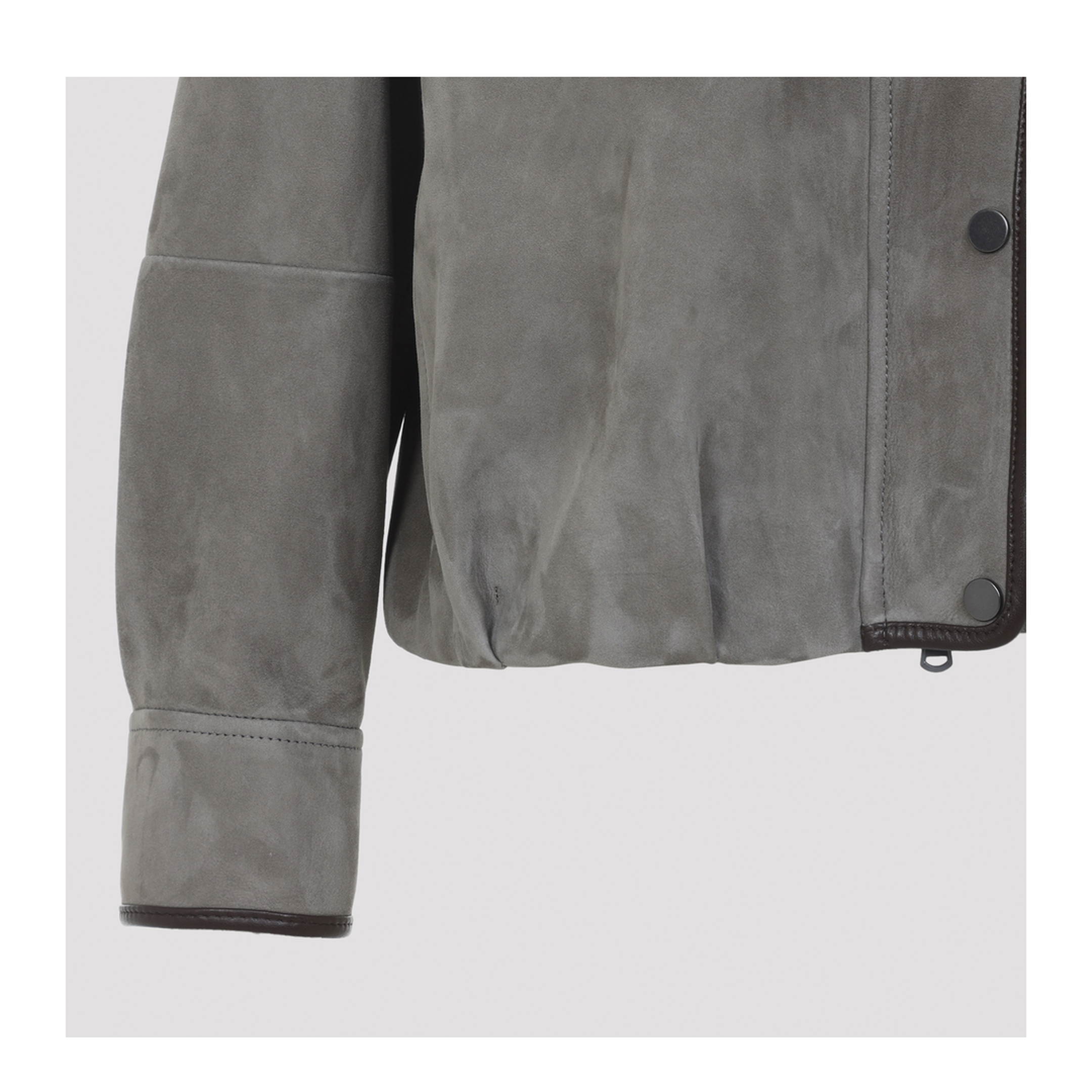 Faded Green Jacket With High Neck And Front Patch Pockets In Suede - Image 5