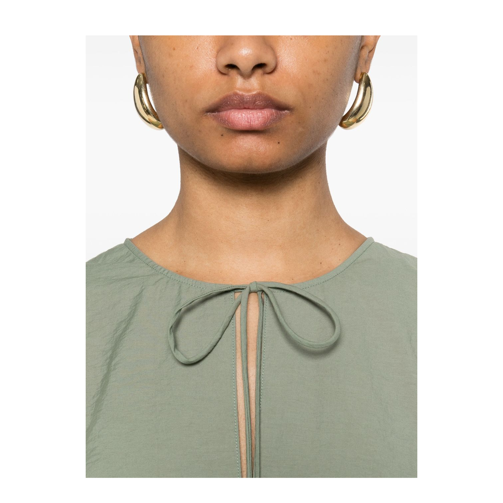 Wrap Dress in Cotton Blend Green - Image 3