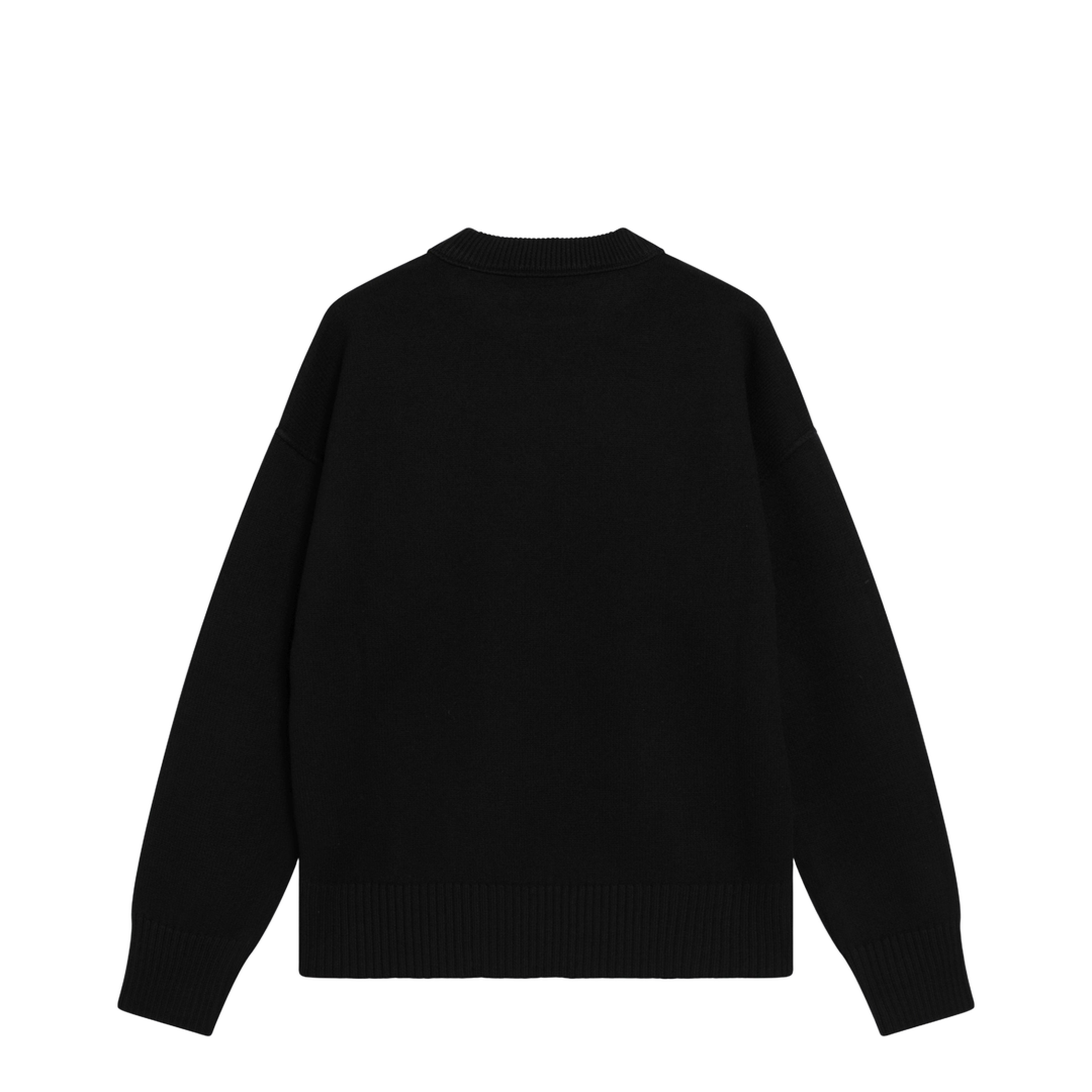 Black Wool De Coeur Crewneck Sweater - Image 2